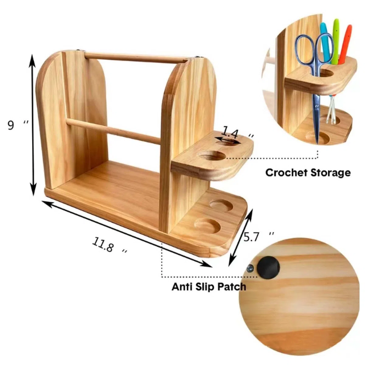 Porta Filato Doppio in Legno, Porta Gomitoli di Lana Porta Filo Doppio Girevole, Svolgitore di Lana Porta Filato in Legno Spinner Filato in Legno Avvolgitore per Lana per Uncinetto e Maglia