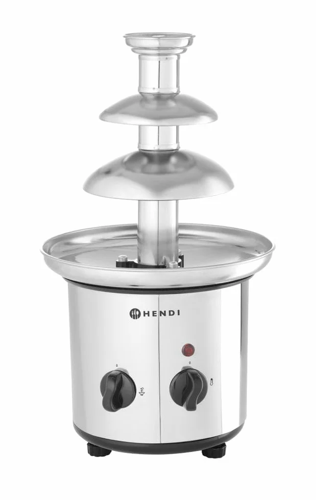 HENDI Fontana di cioccolato a 3 livelli, capacità: fino a 1,5 kg, 230 V / 46 W, Ø215x(H)375 mm, acciaio inossidabile
