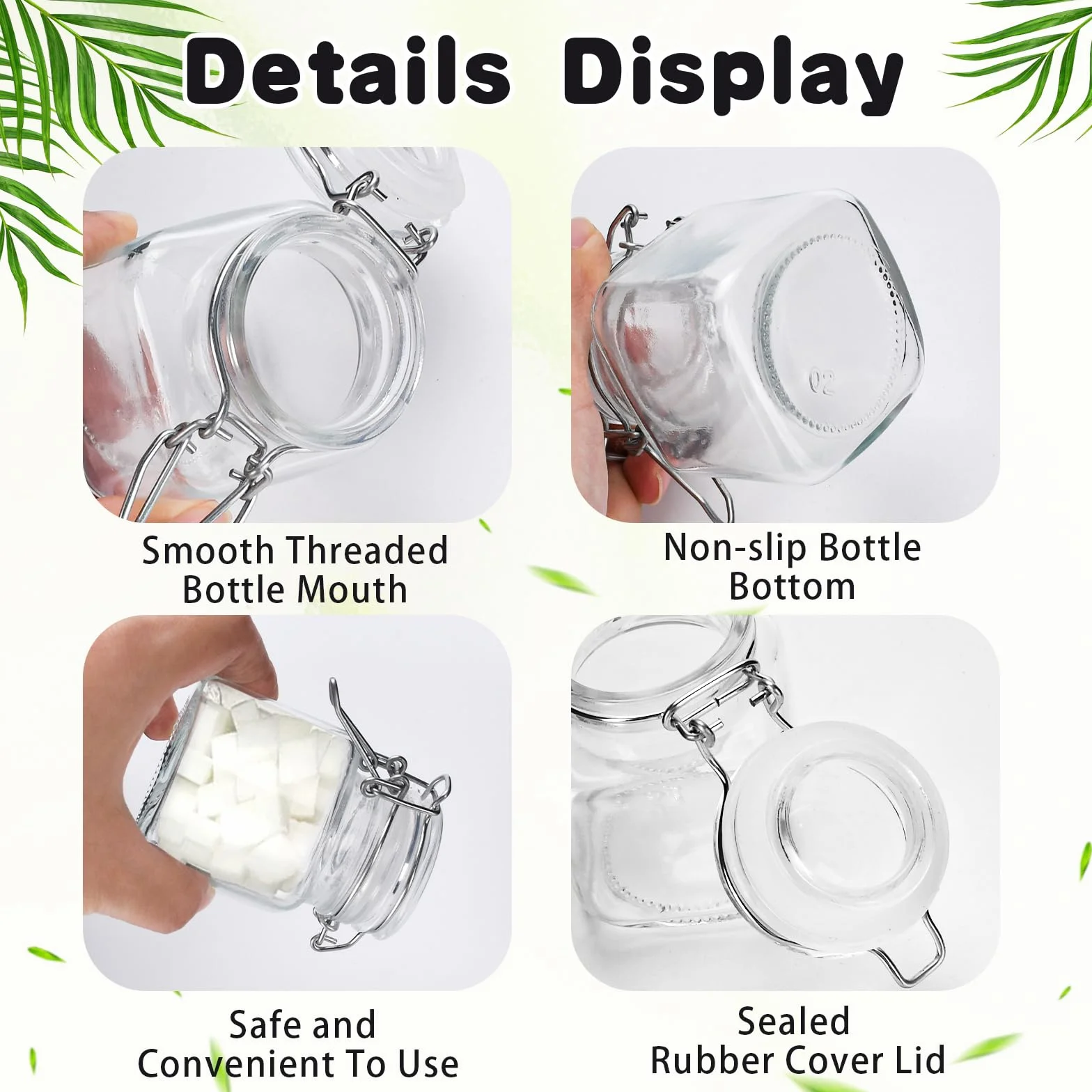 Barattoli Ermetici con Chiusura a Clip,Barattoli Ermetici a Clip,Barattolis in Vetro Trasparente con Chiusura Clips,24 Pezzi–per Spezie,Erbe e Tè - Incluse 30 Etichette Decorative–Trasparente