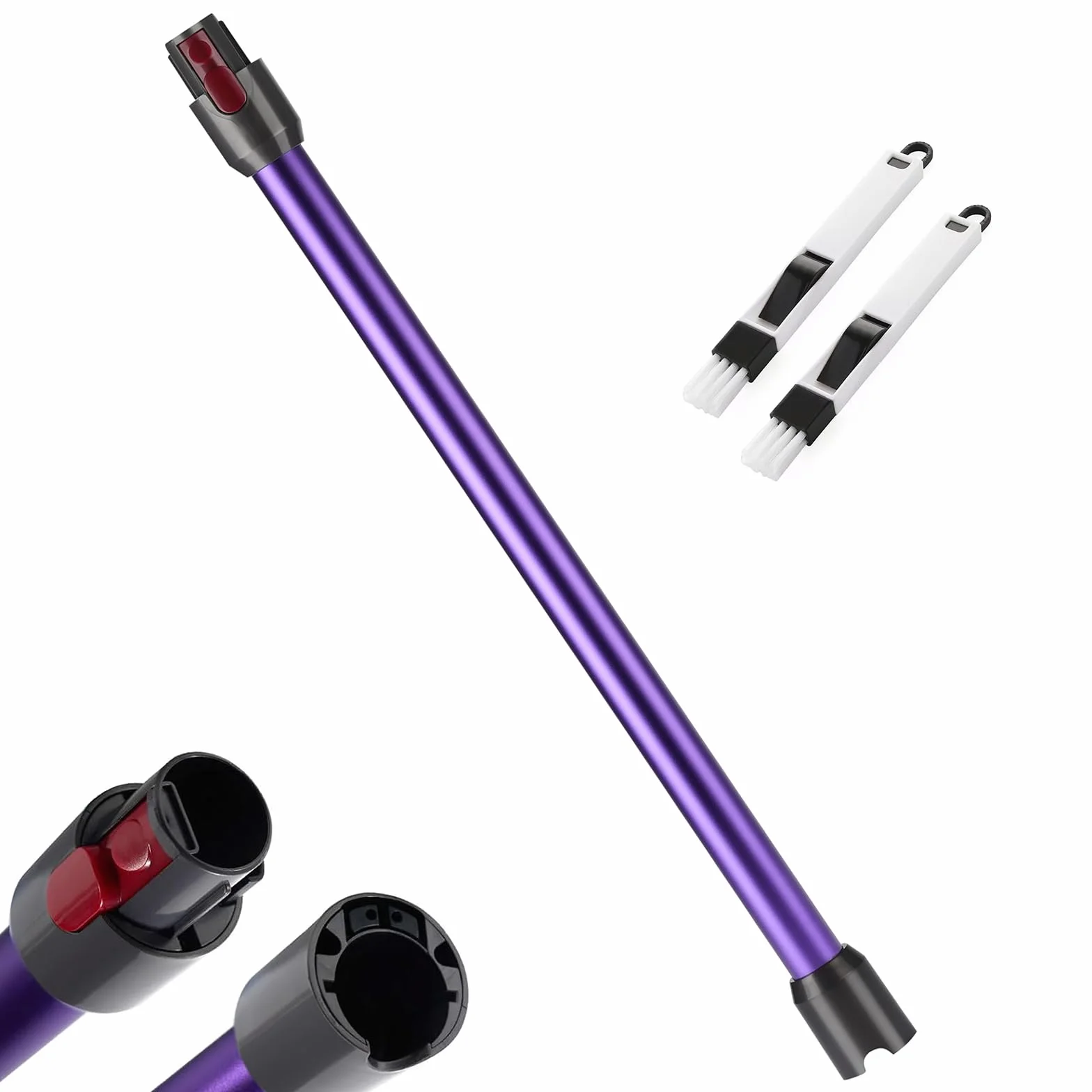 Tubo di Prolunga compatibile con Dyson V7 V8 V10 V11 V15, Tubo Telescopico Rigido, Asta di Estensione con Spazzole 2 in 1, Accessorio Aspirapolvere, Viola