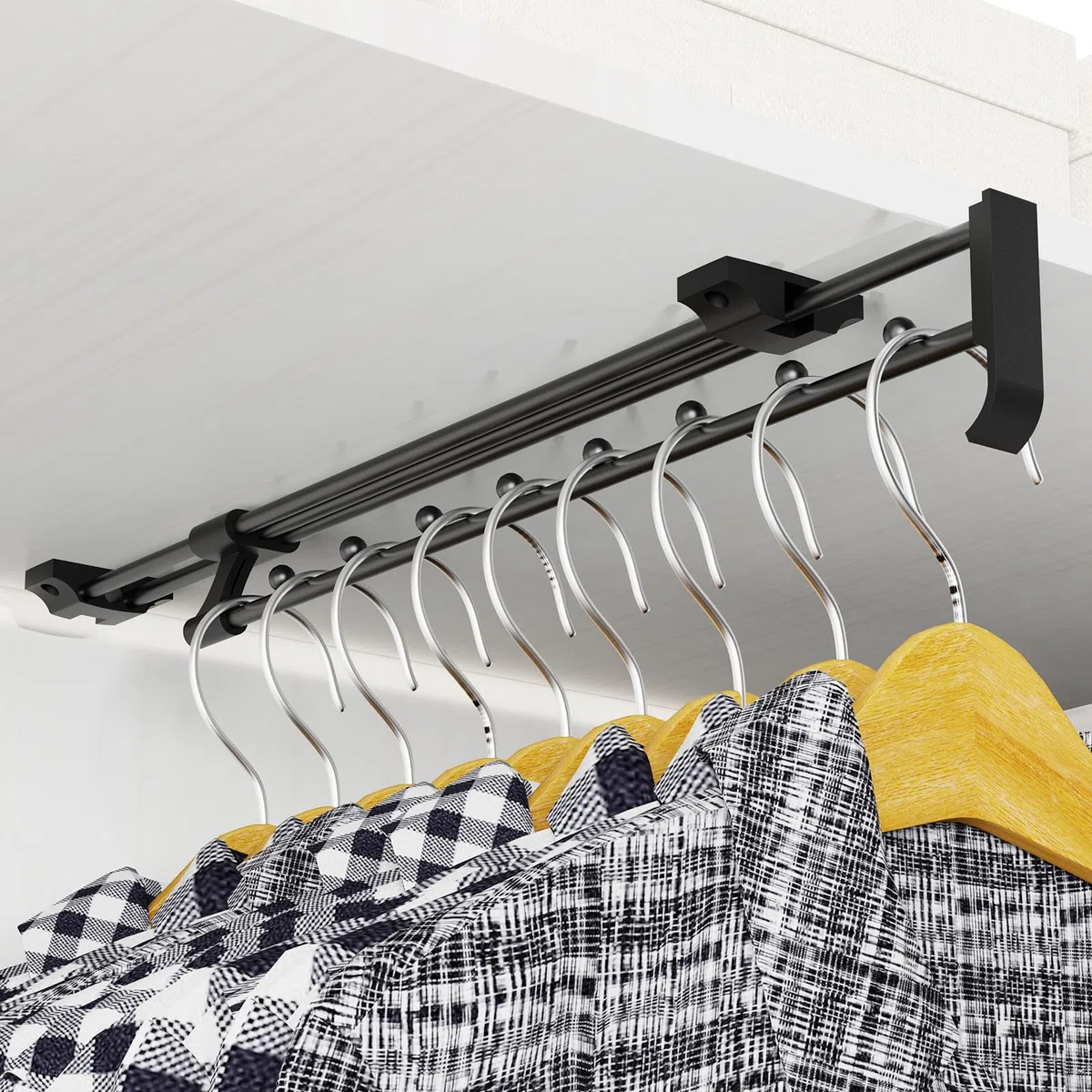 Asta Appendiabiti per Armadio Allungabile, Bastone Appendiabiti Regolabile 35-61 cm, Adatto a Tutti I Tipi di Armadi Domestici e Ufficio