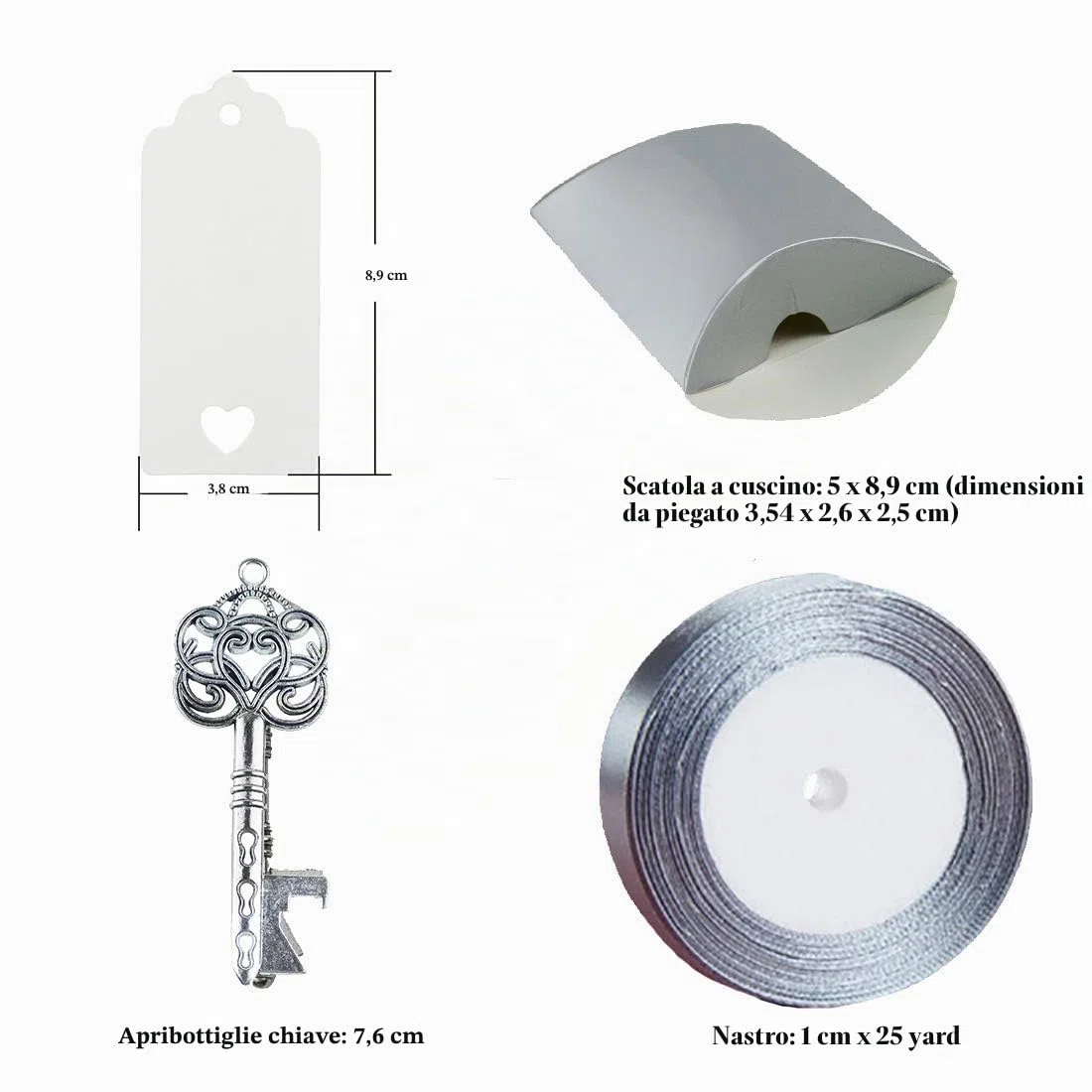Makhry 50 pz Vintage Chiave Apribottiglie Matrimonio Chiave Apribottiglie Matrimonio Bomboniere Souvenirs Set con Etichetta di Ringraziamento e Nastro Francese(Argento Antico)