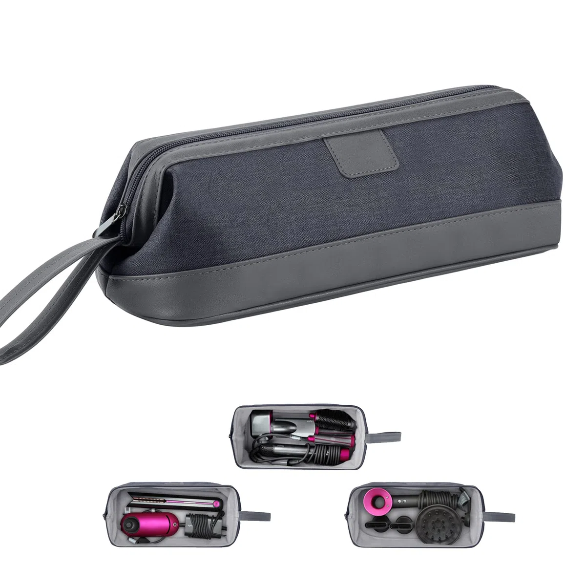 Kyrio Borsa Universale per Asciugacapelli, Compatibile con Dyson Supersonic e Airwrap, Custodia Portatile da Viaggio per Cosmetici (Grigio Scuro)