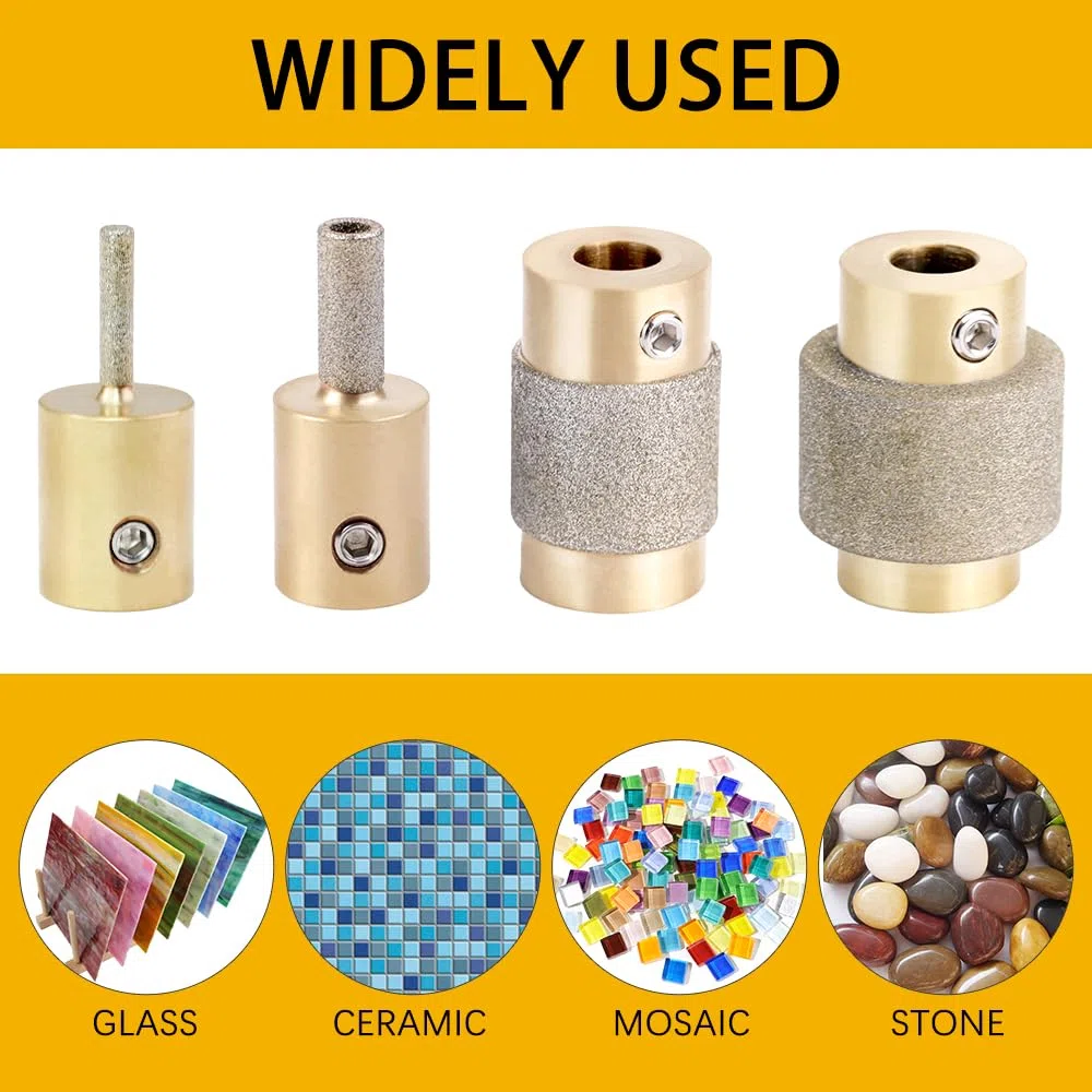 Combination Set 1 3/4 1/4 1/8 Inch Diamond Grinder Bit Head Tools Brass Core Stained Glass Grinder Bits & Diamond Grinder Bit Head Tools, Tools and Supplies for Stained Glass