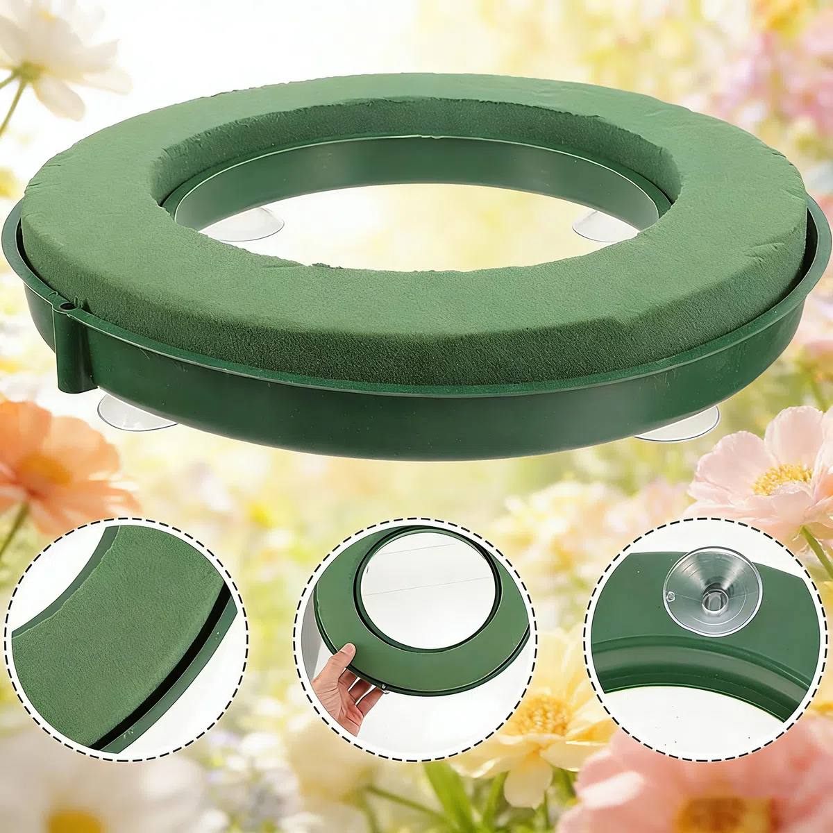 AKOLAFE 3 ghirlande di Schiuma da 30 cm, per Fiori freschi, in Schiuma di Fiori, Rotonde, per Il Fai da Te, per Matrimoni, Compleanni, Giardini, Appartamenti