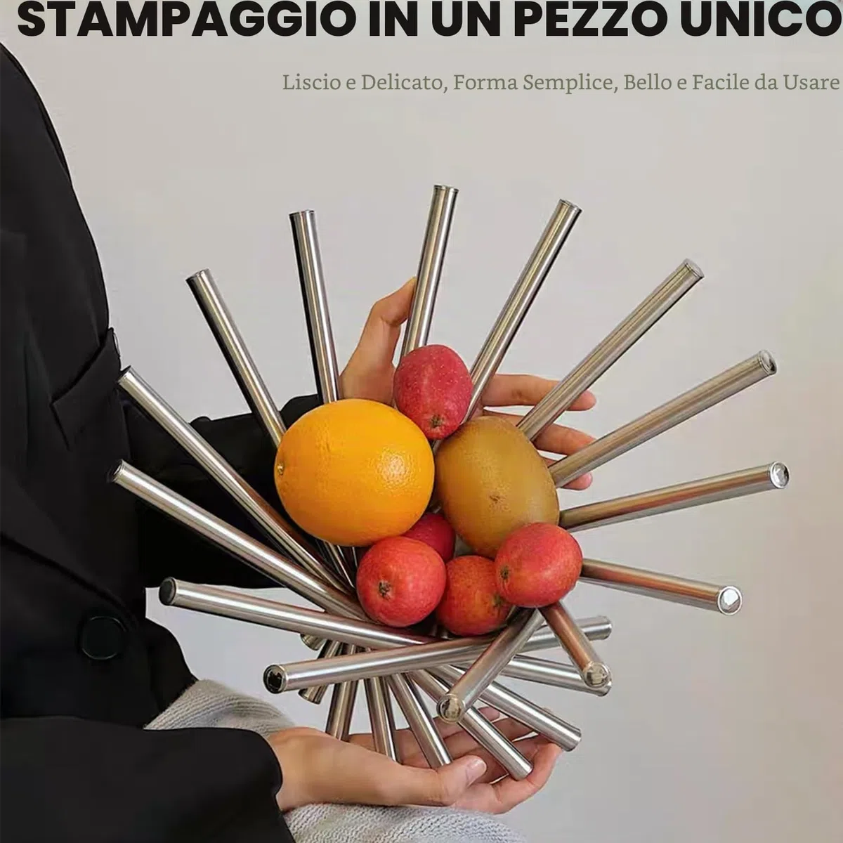 Ciotola per Frutta per Bancone Della Cucina, Grande Cesto di Frutta Morden Supporto per Tavolo Centrotavola Ciotole Decorative per Frutta in Acciaio Inox Supporto per Frutta Creativo Decorazione