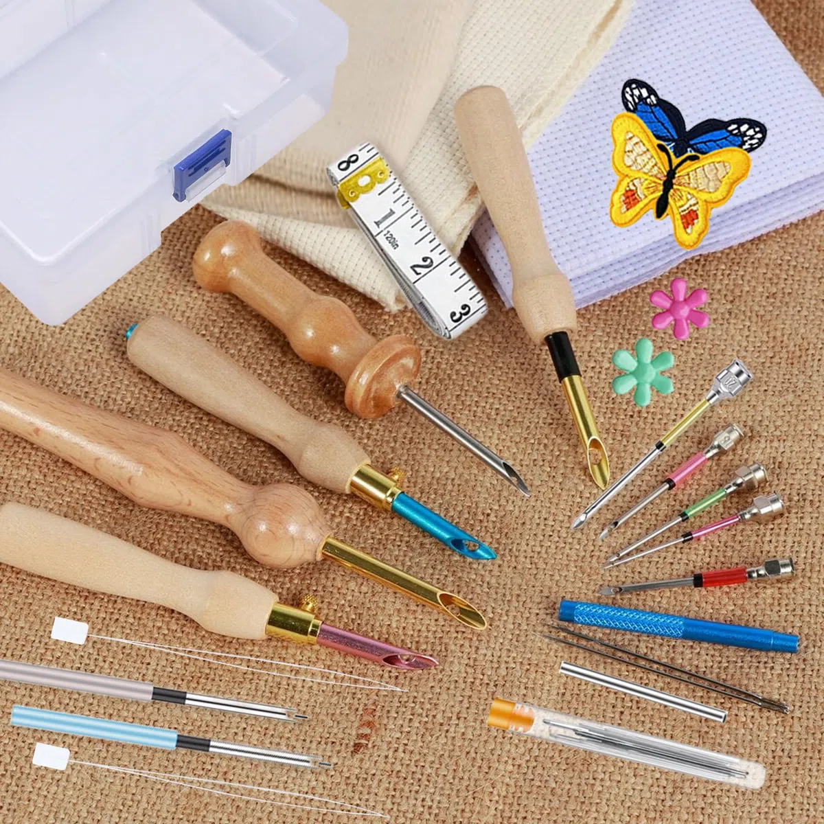 36 Pezzi Punch Needle Kit, Ago Magico Per Ricamo, Kit Di Aghi Da Ricamo Regolabili Per Strumento Per Ago Da Punch, Aghi Da Ricamo Regolabili, Ricamo Ad Ago Per Punch E Penna, Kit Ricamo Principianti