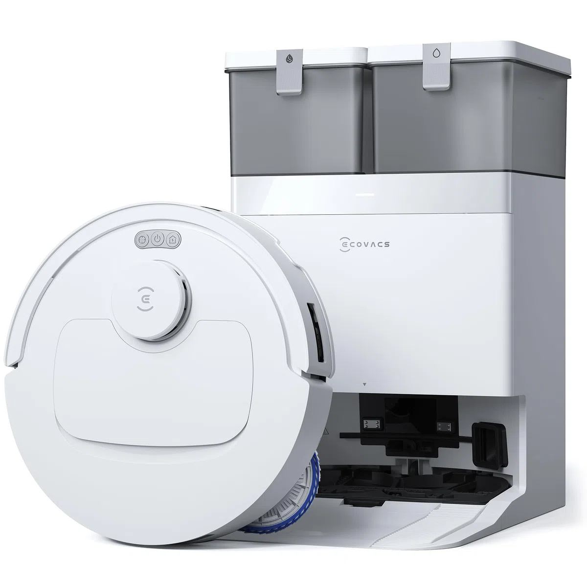 ECOVACS DEEBOT T30C OMNI GEN2 Robot Aspirapolvere e Lavapavimenti, 25.000 Pa, ZeroTangle 3.0, TruEdge 2.0, TrueMapping 2.0, Lavaggio dei panni con acqua calda a 75°C, Stazione OMNI All-in-One, Bianco