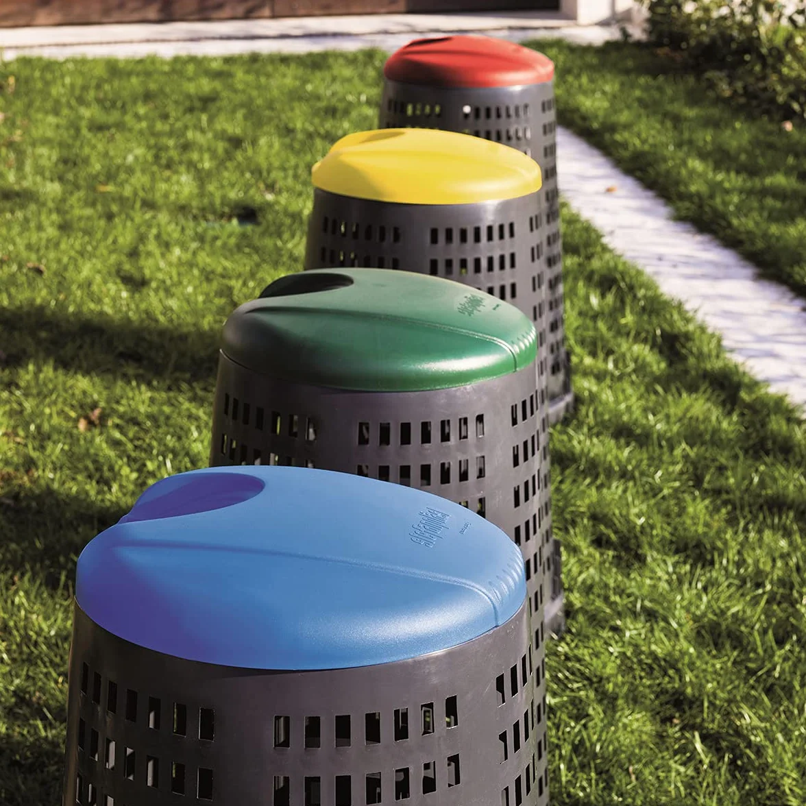 Stefanplast Trespolo con Coperchio, Nero/Giallo, 53x53x87 cm