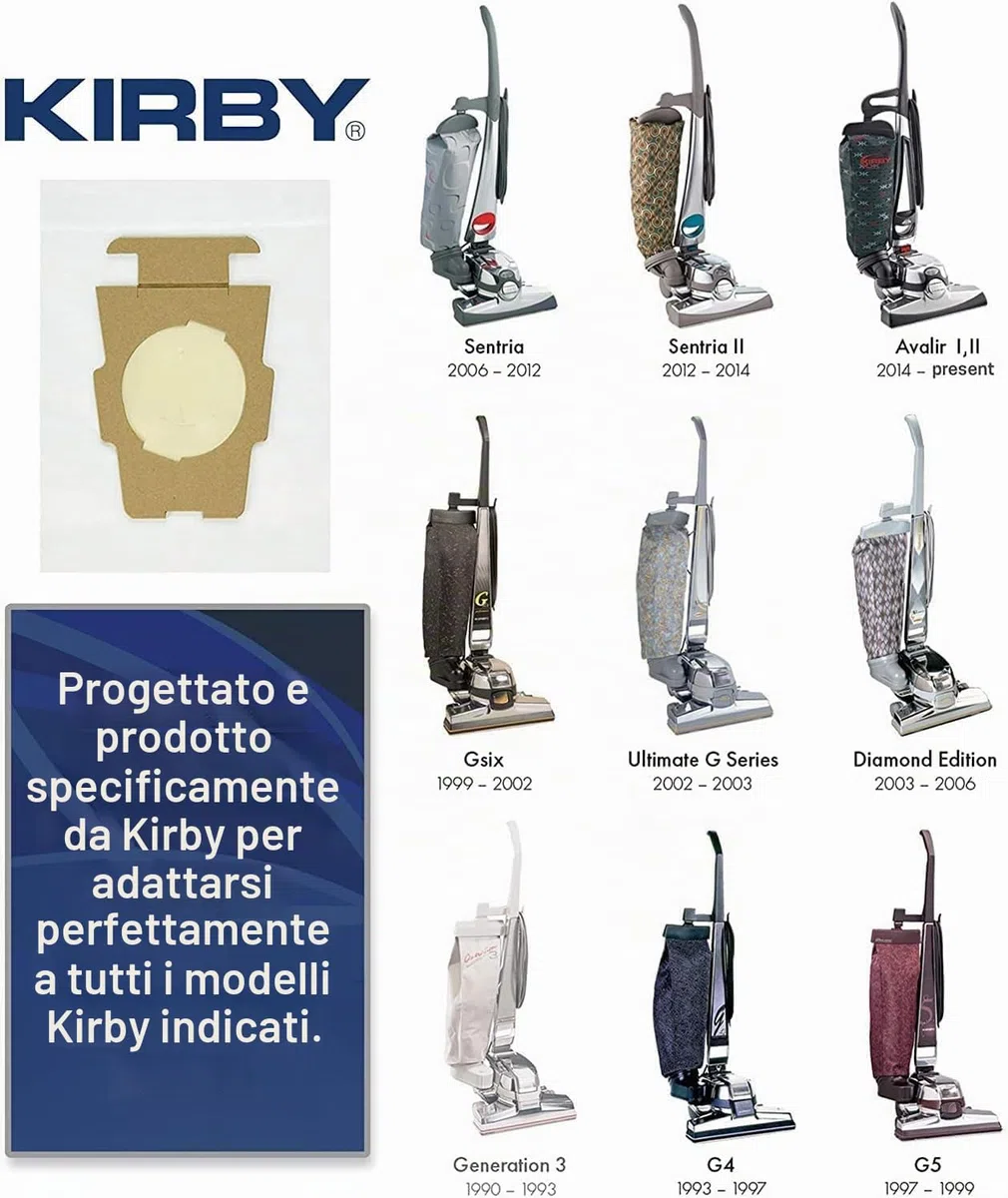 Kirby 204814 Micron Magic HEPA Filter Plus Sacchetti, Polipropilene, Bianco, 4 UK