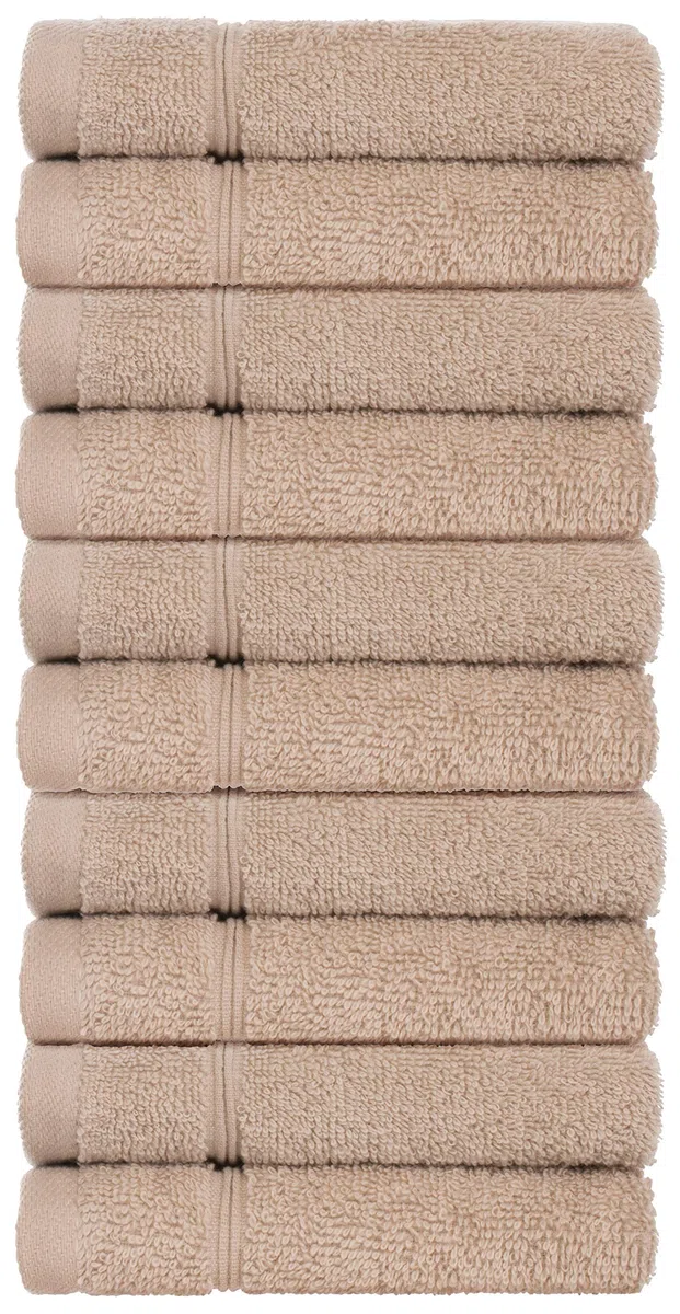 Brandsseller Set di 10 Asciugamani per Sapone 30 x 30 cm Asciugamano in Spugna per Ospiti con Gancio Cotone 470 g/m² Bagno Casa - Sabbia