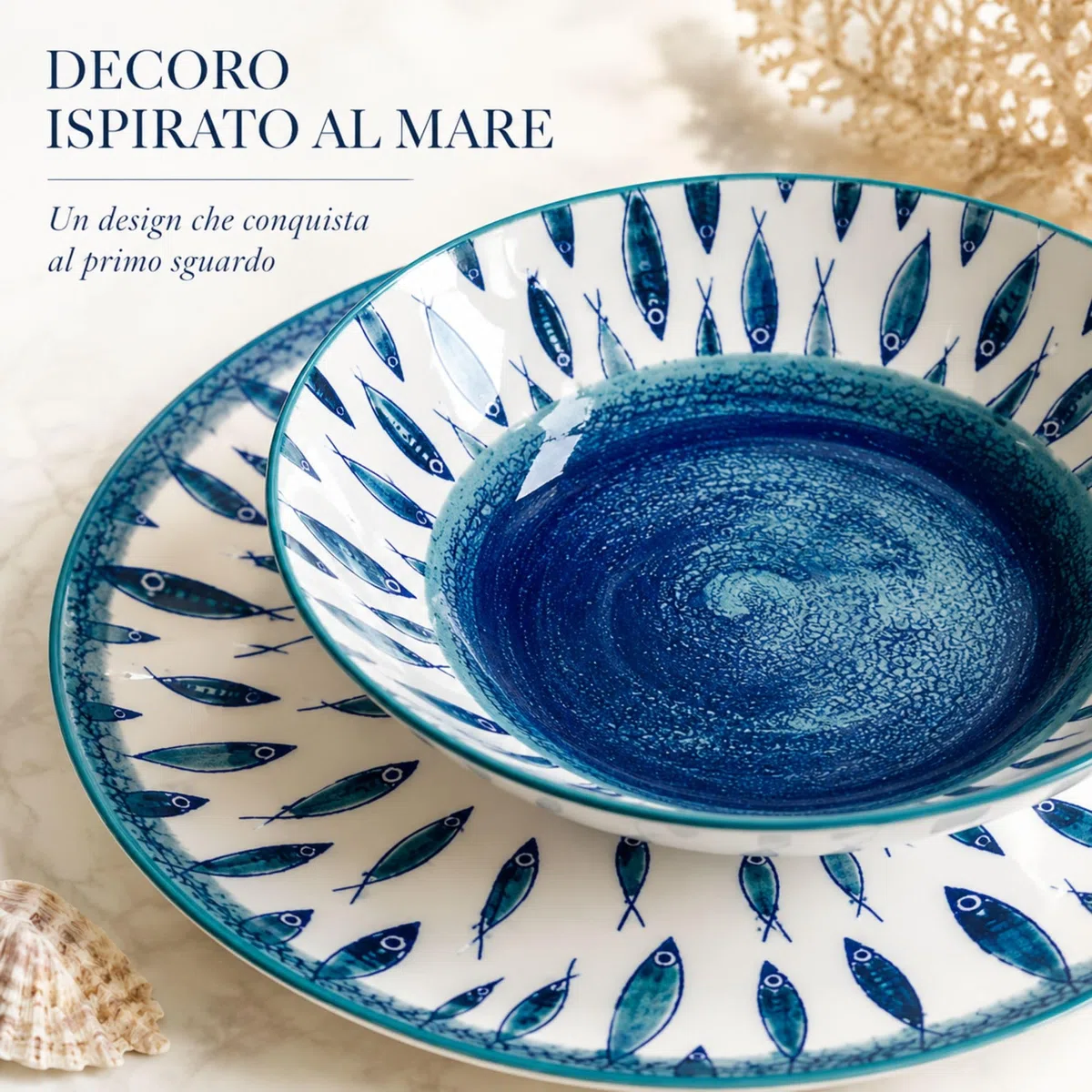 NAMAI - Servizio Piatti 6 Persone, Porcellana Resistente, Adatti In Lavastoviglie e Microonde, Colori Vivaci, Set Piatti 12 Pezzi, Idea Regalo