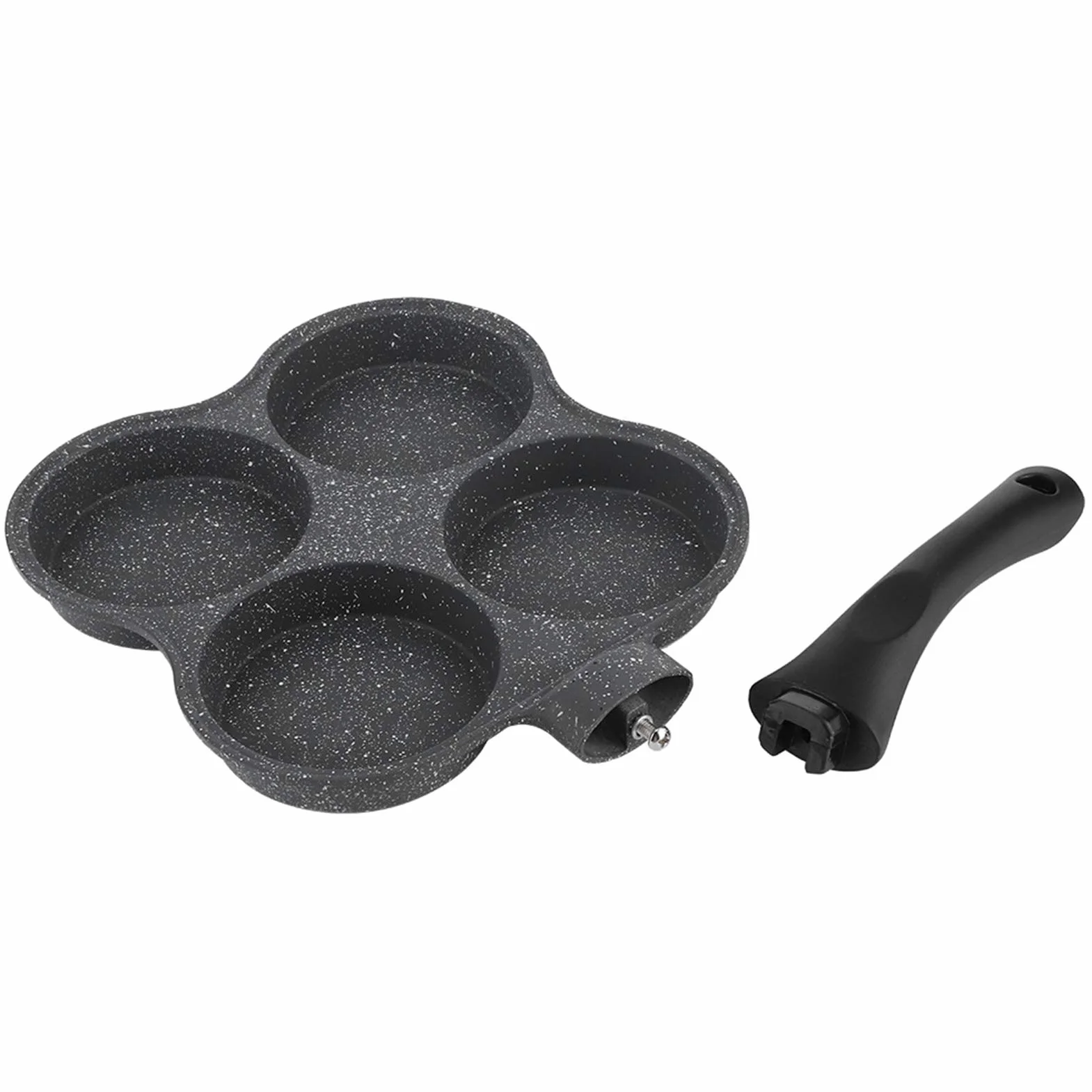 HERCHR Padella per Frittata a 4 Fori, Padella per uova in Alluminio antiaderente, Padelle in Alluminio per Burger, Padella Per Pancake Antiaderente Per Piano Cottura a Induzione, Fornello a Gas