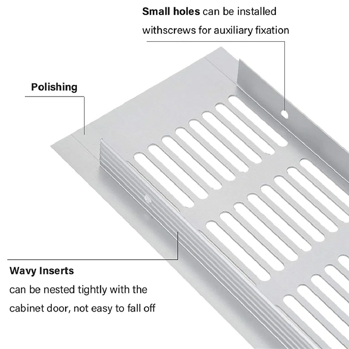 Griglia di Ventilazione in Lega di Alluminio 600x80 mm, Prese d'aria per Mobili, Piastre a Virgole con Flusso d'aria Ottimizzato
