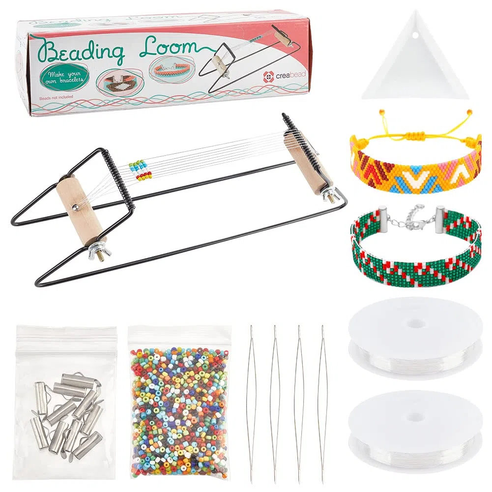 NBEADS Kit Telaio per Perline in Metallo, Comprese Le Perle di Vetro, Filo Elastico, Aghi per Perline, Ornamento per Vassoio di Diamanti in Plastica con Perline per Gioielli Che Fanno Braccialetti
