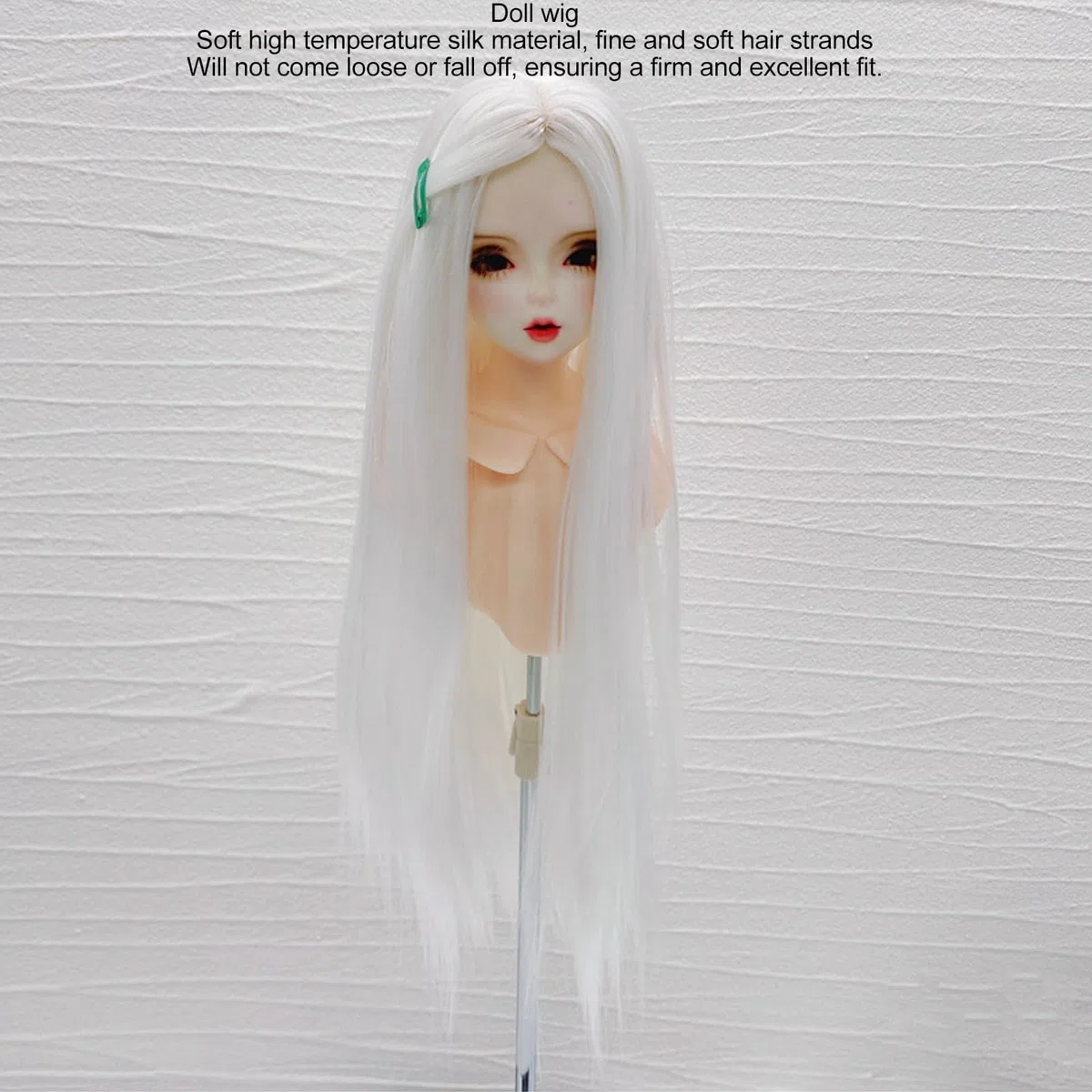 Capelli per Bambola BJD, Morbidi Capelli di Seta Ad Alta Temperatura Estensioni dei Capelli Sintetici Bambola Parrucca Fai da Te per Bambola da 7 a 8 Pollici (WHITE)