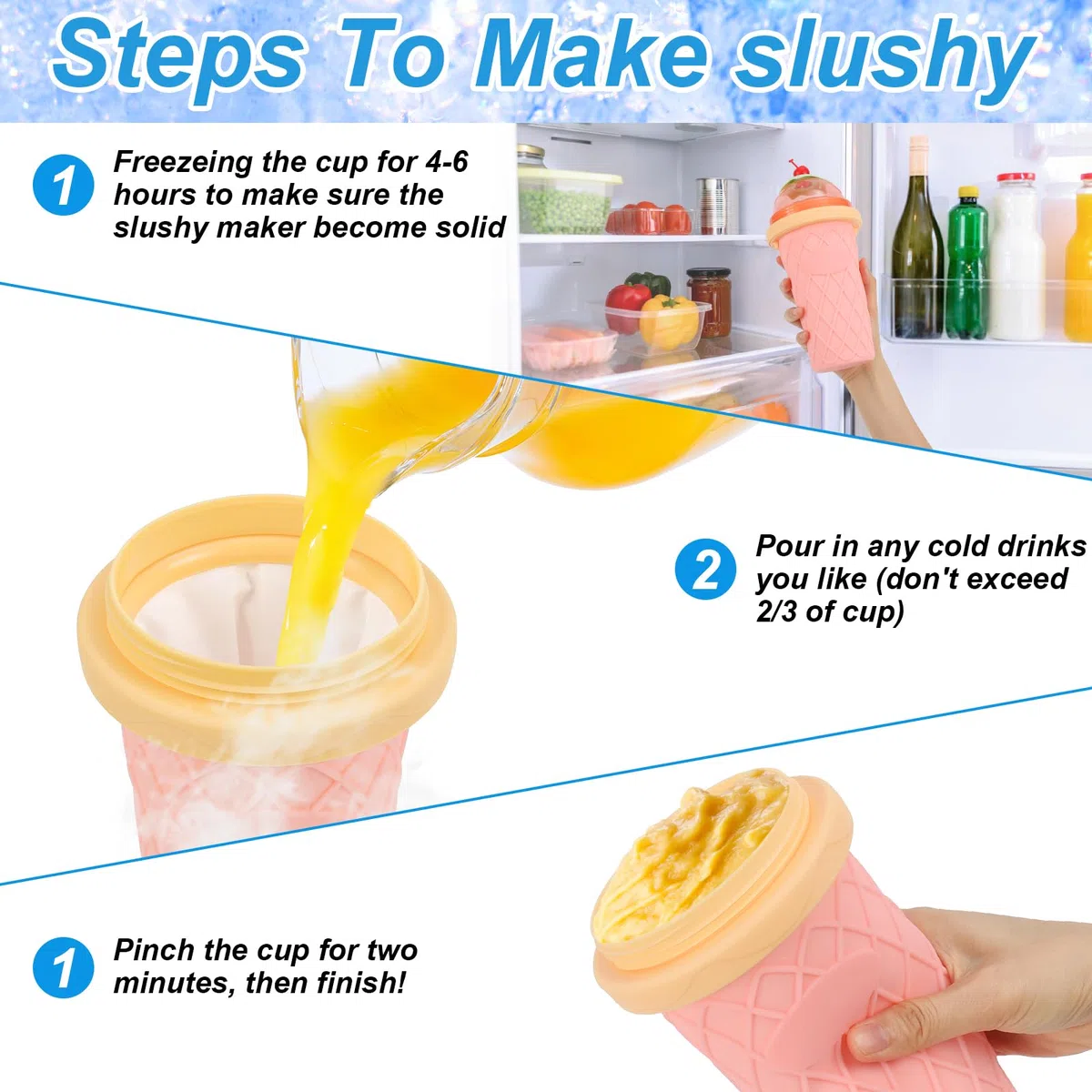 Slushy Maker, Glovios 330ML Slushymaker Mug di Silicone, Quick Frozen Slushy Cup, Slush Ice Maker per DIY Homemade Milk Shake Ice Cream, Rosa