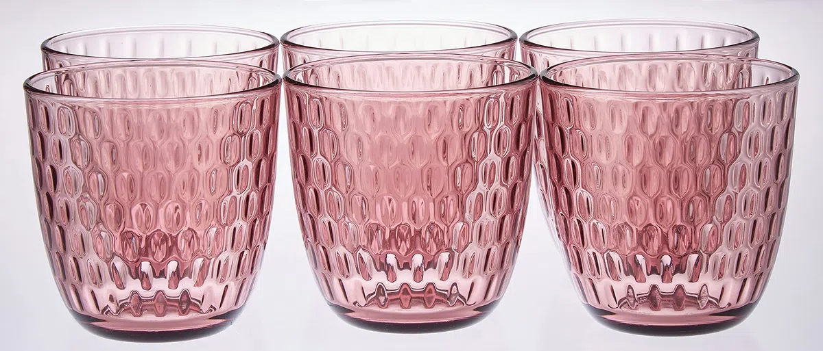 Bormioli Rocco Slot Set Bicchieri, Rosa, 6 unità (Confezione da 2)