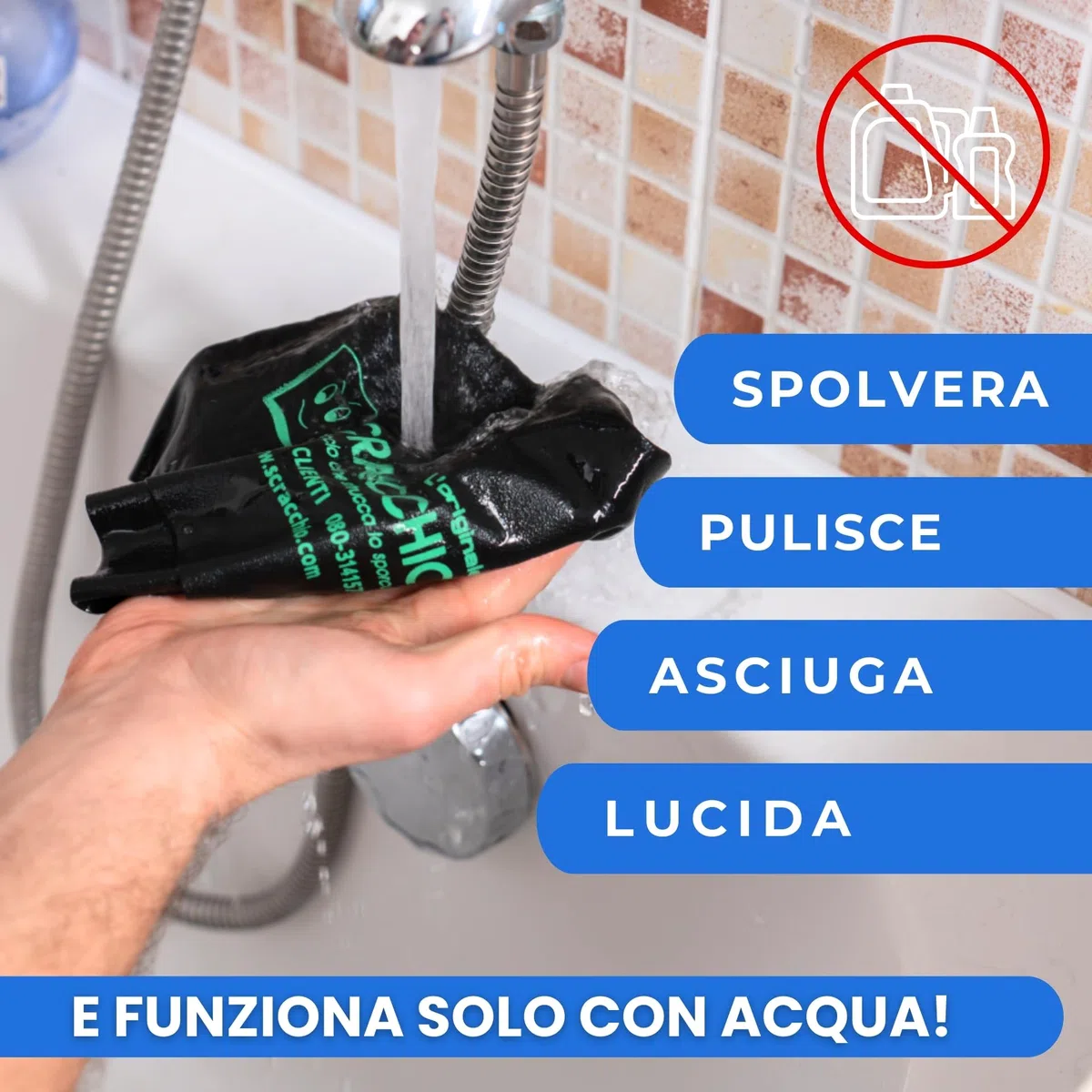 Scracchio L'Originale, il Panno Magico in Microfibra Brevettata con Durata +5 anni che pulisce Solo con Acqua. Panno multiuso, pulisci dai Vetri all'Acciaio con Zero Aloni, risultato Garantito. (2pz)