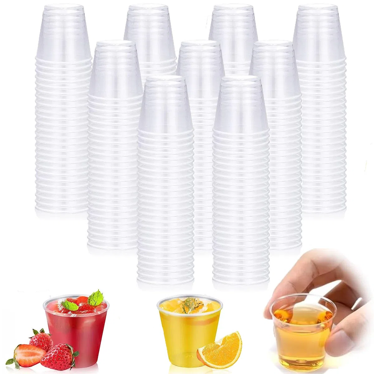 300 bicchieri da liquore in plastica, 5 cl/50 ml, riutilizzabili, per shot, piccoli baker in plastica per degustazioni, feste, banchetti