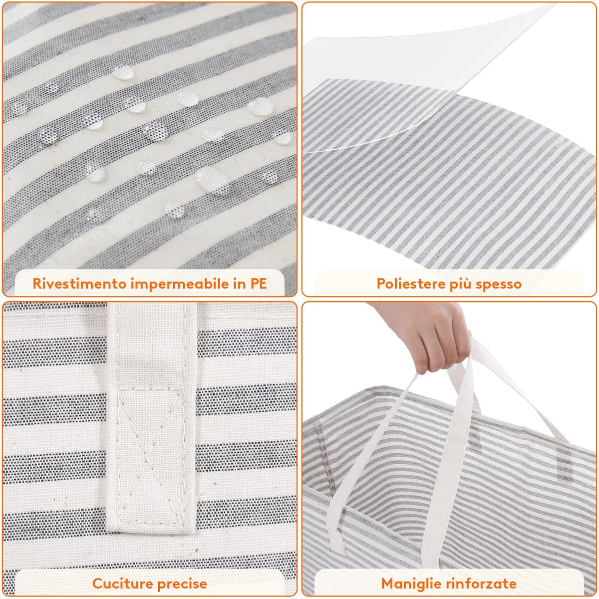 Lifewit Cesto Portabiancheria, Grande Cesta Portabiancheria Pieghevole con Manici Allungati, Portabiancheria Sporca, Laundry Basket per Vestiti, Asciugamani, Coperte, Grigio, 125 L