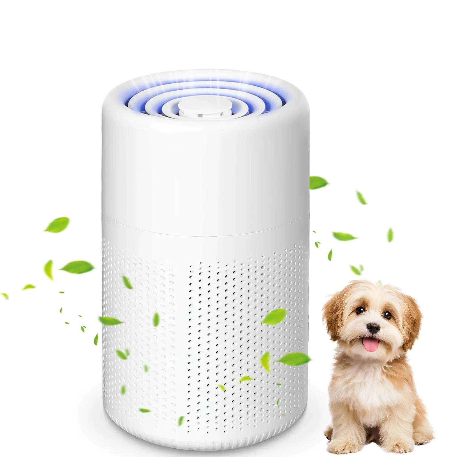 Purificatore d'Aria, Purificatore d'Aria con Filtro HEPA, USB Air Purifier Portable, Aromaterapia, Rimuovere Il di Polvere, Polline, Fumo di Pet Odore, per Camera Da Letto, Bagno, Soggiorno, Bianc
