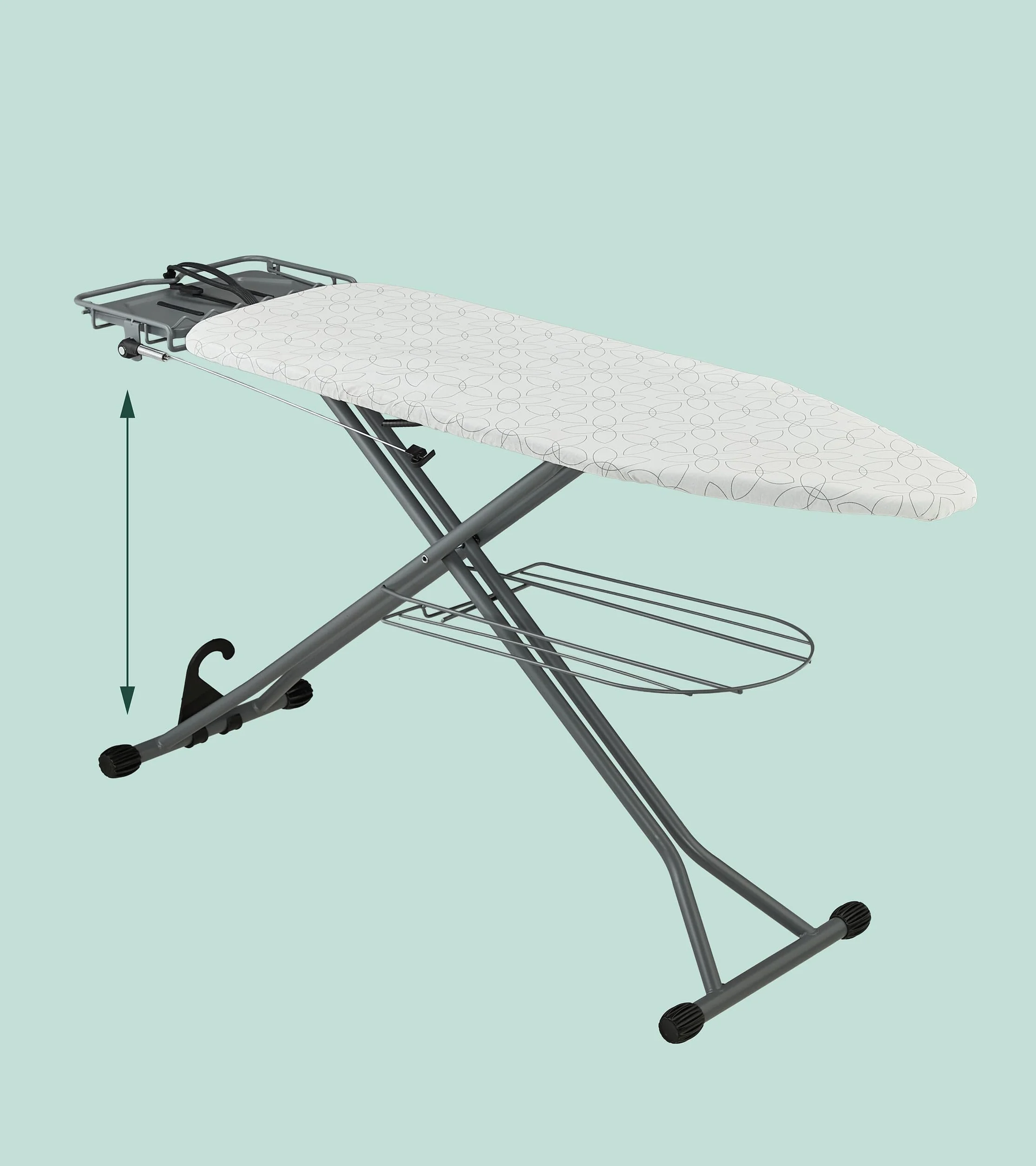 Relaxdays ASSE da Stiro Pieghevole, Tavolo Ferro a Vapore, Piano per Stirare Salvaspazio 123x39 cm,Copriasse, Argento