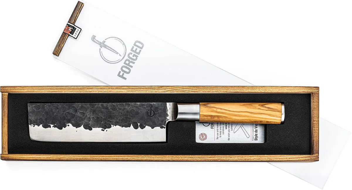Forged mannaia Olive 17cm, fatti a mano, in scatola di legno