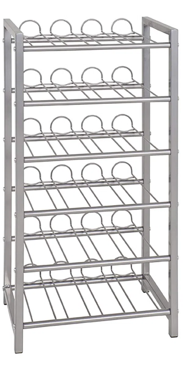 HAKU Portabottiglie da 24 bottiglie, grigio argento, metallo - Dimensioni: L 34 x A 72 x P 22 cm, Stile: moderno