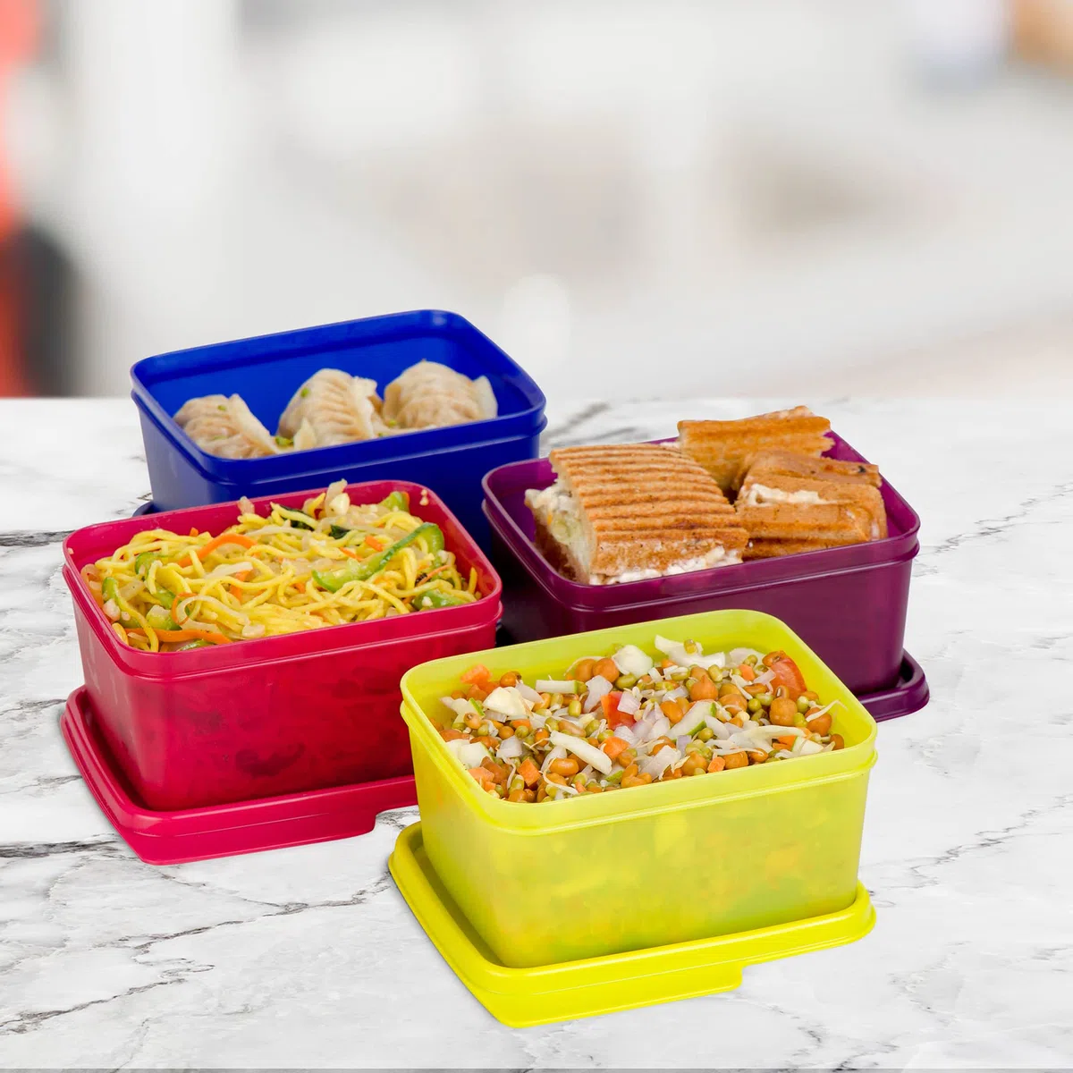 Tupperware Contenitore quadrato per frigorifero Keep Tab 500 ml, 4 pezzi