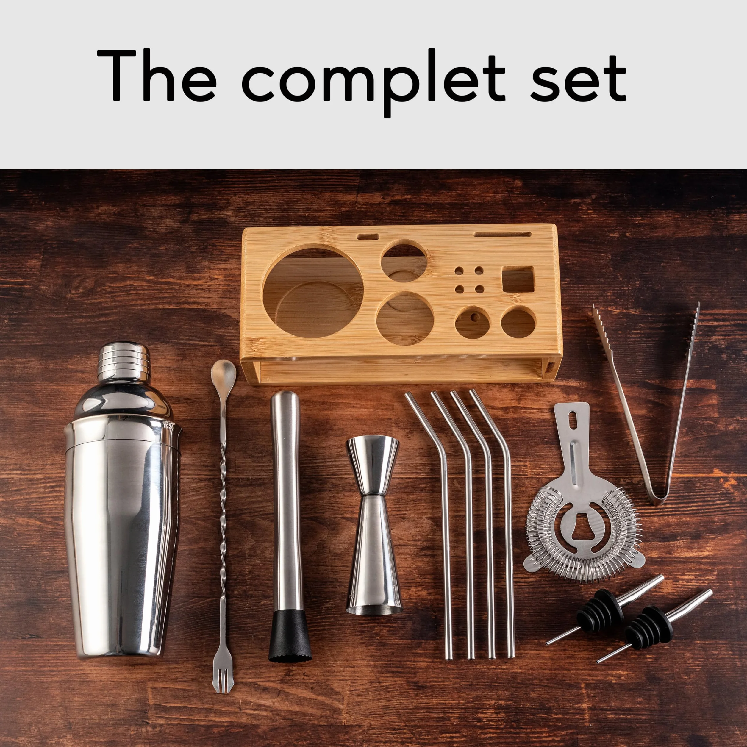 Hanseküche Set da Cocktail – Shaker Boston da 825ml in acciaio Inox, facile da aprire e senza inceppamenti, set professionale di shaker da cocktail incluso supporto ideale per barman e amanti dei