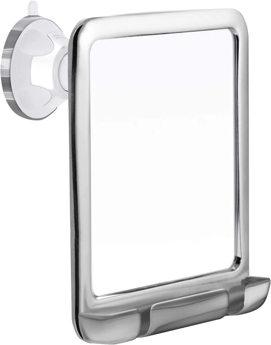 Mirrorvana Specchio doccia antiappannamento con ventosa potente e porta rasoio, infrangibile da parete per bagno e rasatura, 20 cm x 18 cm