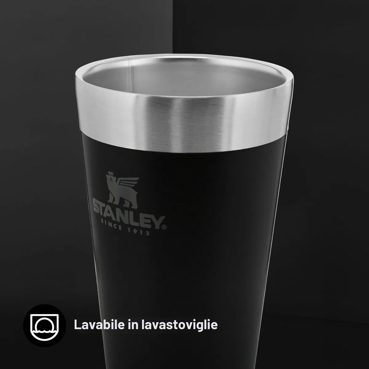 STANLEY 1913 Adventure Stacking Beer Pint 0.47L - Mantiene Le Bevande Fresche Per 4 Ore - Pinta Di Birra In Acciaio Inossidabile - Lavabile In Lavastoviglie - Matt Black