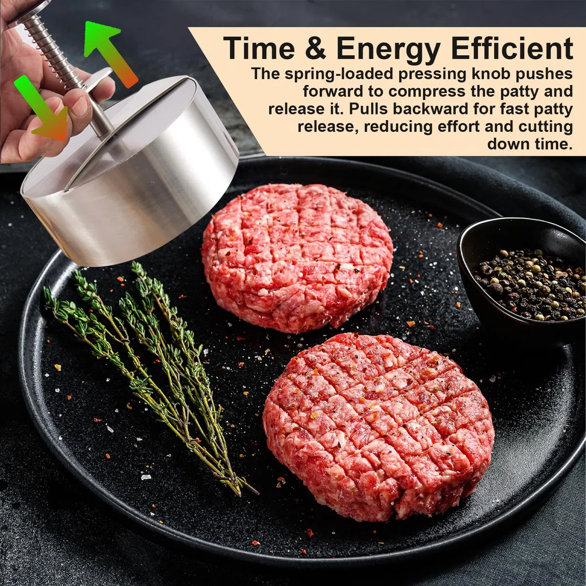 Pressa per Burger & Smash Burger Press in Acciaio Inox, qualità Alimentare 304, Pressa Regolabile e Antiaderente, Anche Come Padellino per Casa, Campeggio e Barbecue