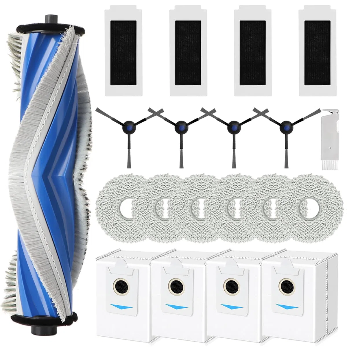 Accessori di Ricambio per ECOVACS DEEBOT T30S/ T30S PRO Aspirapolvere Robot, Kit con 1 Spazzola Principale, 4 HEPA Filtri, 6 Panni, 4 Sacchetti Polvere, 4 Spazzole Laterali