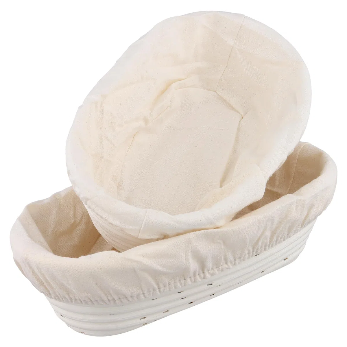 SINJEUN Set di 2 cestini ovali da 25 cm e 28 cm, in rattan con panno di lino, per pane, cucina, panetteria