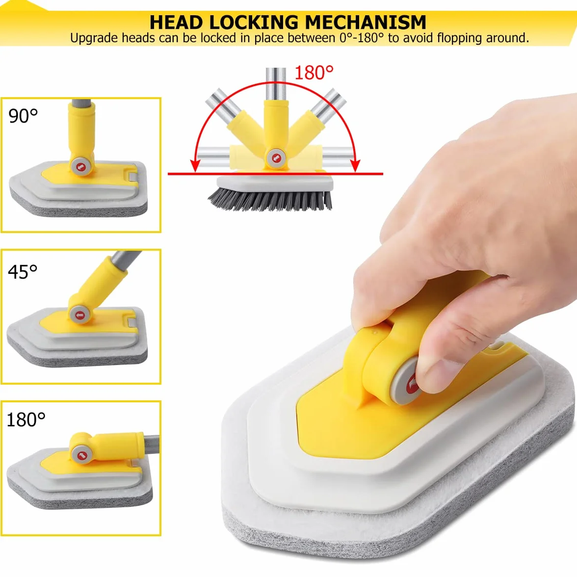 Lalafancy 3 in 1 Spazzola Pulizia della Doccia con Manico Lungo Telescopico 127 cm, Spazzole per Pulire Scrubber Lunga con Setole Rigide, Spugna e Microfibra per Bagno, Vasca, Piastrelle, Pavimenti