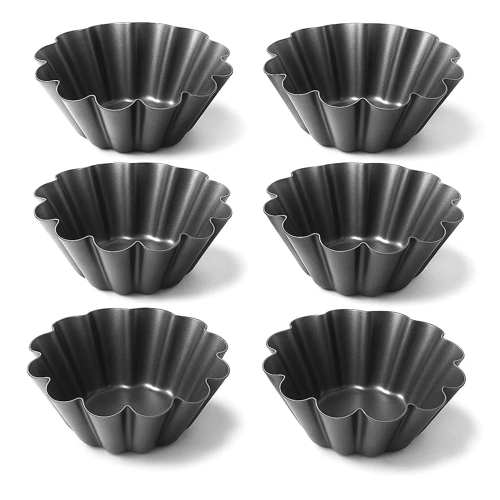 Set 6 Stampini in Acciaio per Flan e Budino - Stampi per Panna Cotta e Muffin - Pirottini Riutilizzabili per Dolci - 13,5 cm