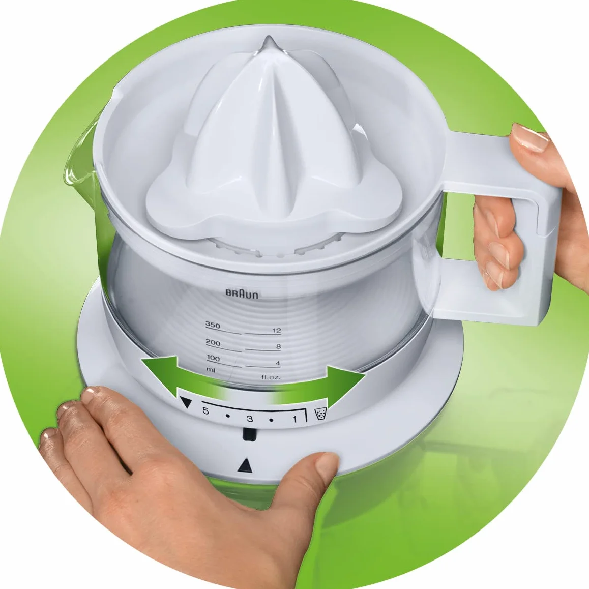 Braun MPZ9 MultiQuick 3 Spremiagrumi, doppia rotazione, caraffa graduata e trasparente da 1L, dotato di coperchio trasparente, pratico beccuccio, Base antiscivolo, Avvolgicavo, Potenza 20W, Bianco
