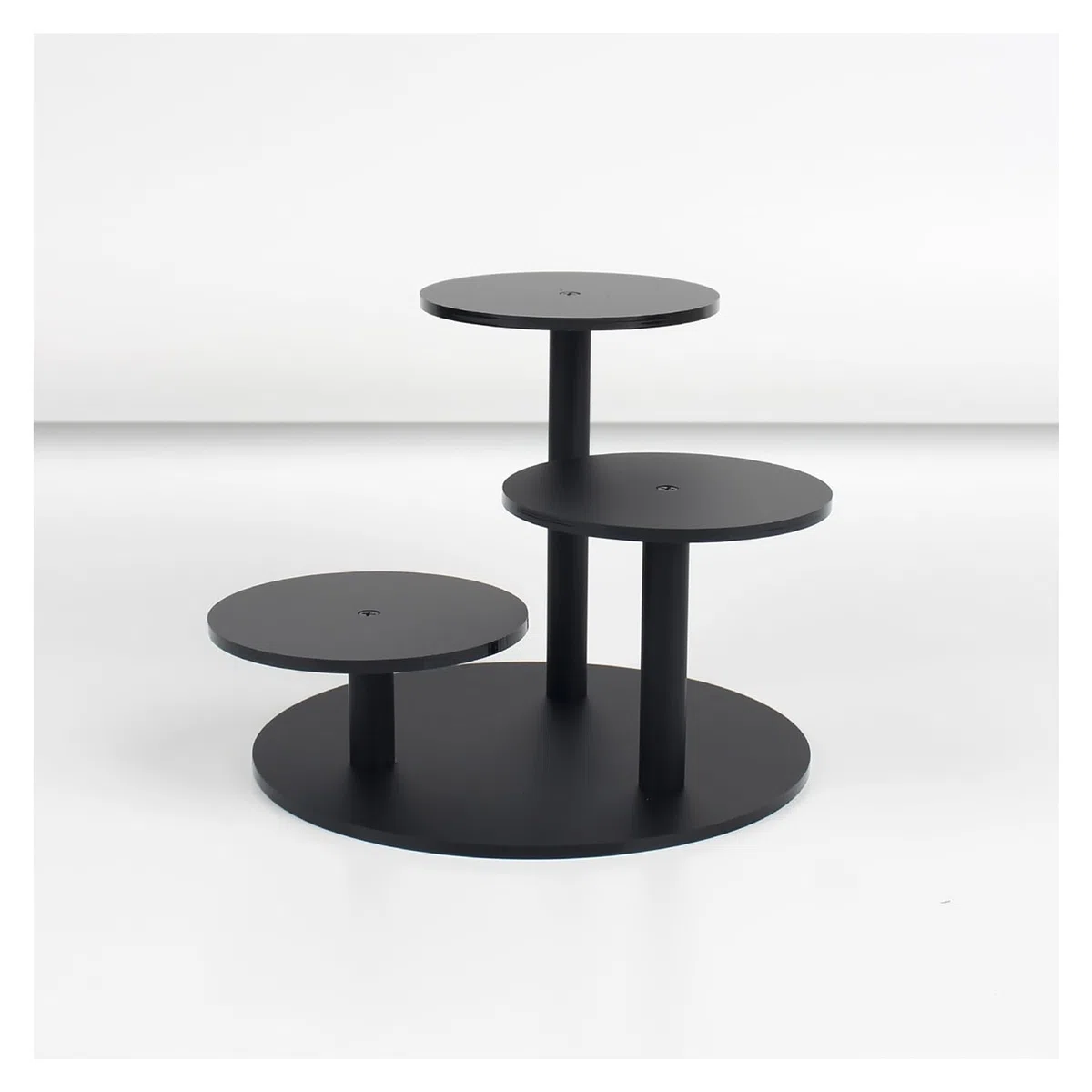 Espositore in acrilico smerigliato per statuette piccole esposizioni a piedi per piante grasse supporto figure a 3 livelli per decorazione 1 confezione (Nero)