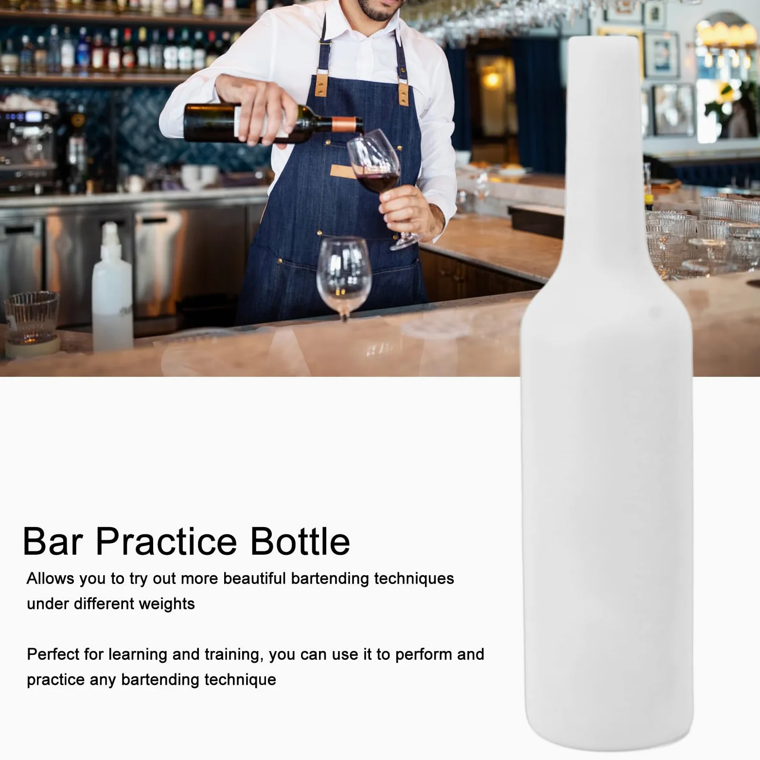 Omabeta Bottiglia da barista, comoda bottiglia resistente alle cadute, semplice pulizia in silicone, per allenamento (bianco)