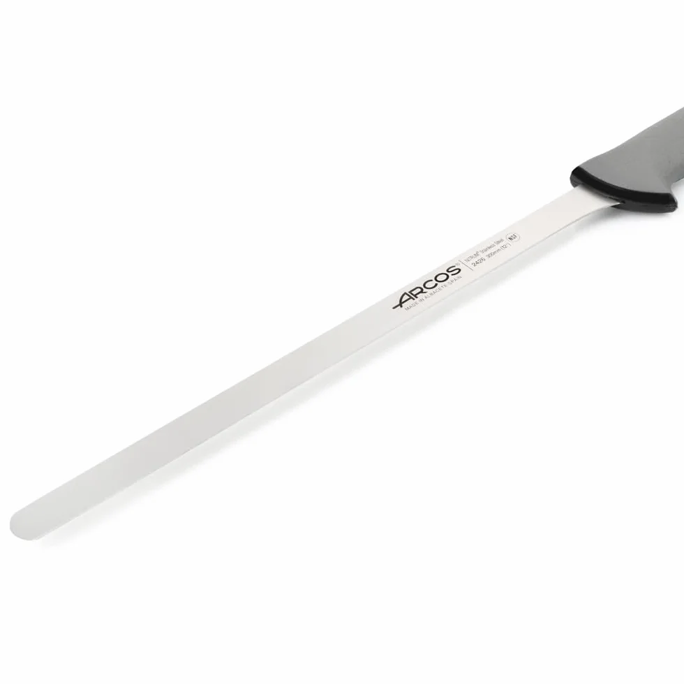 Arcos Coltello da Prosciutto con Lama in Acciaio Inossidabile 300 mm – Manico Ergonomico in Poliossimetilene POM, Maggiore Comodità, Adattabilità e Resistenza – Nero, Serie Colour Prof