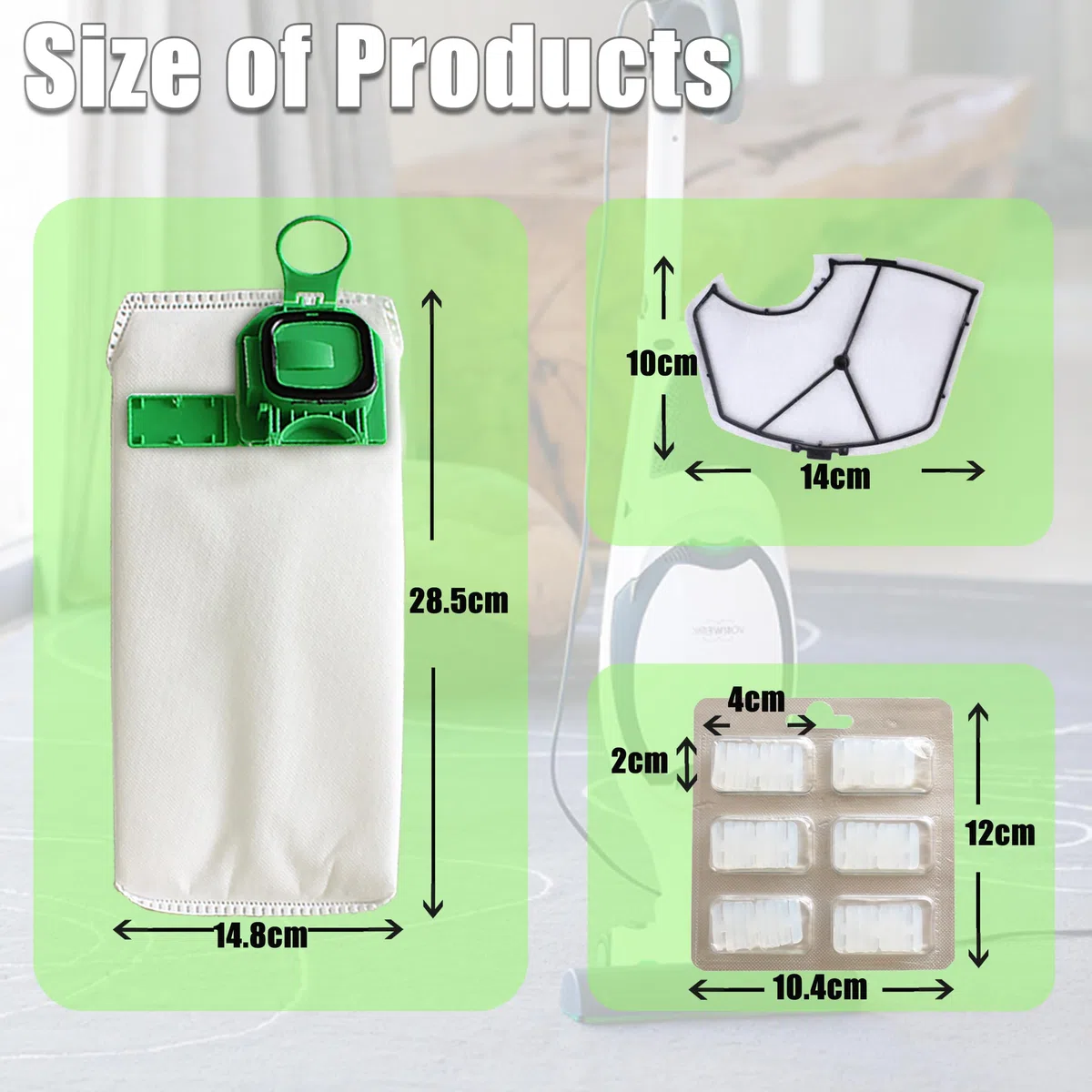 Kit 12 Sacchetti compatibile per Folletto VK140 VK150 FP 140 FP 150 | 12 Sacchetti Aspirapolvere Microfibra a 5 Stratti con 2 Filtro Motore e Spazzolino