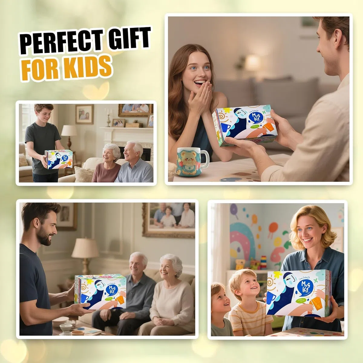 Roaxkois Set di pittura in ceramica | Set di tazze da pittura include tazze, pennelli, colori e istruzioni per dipingere, set di ceramiche per la casa, set fai da te per adulti (Ondulato)