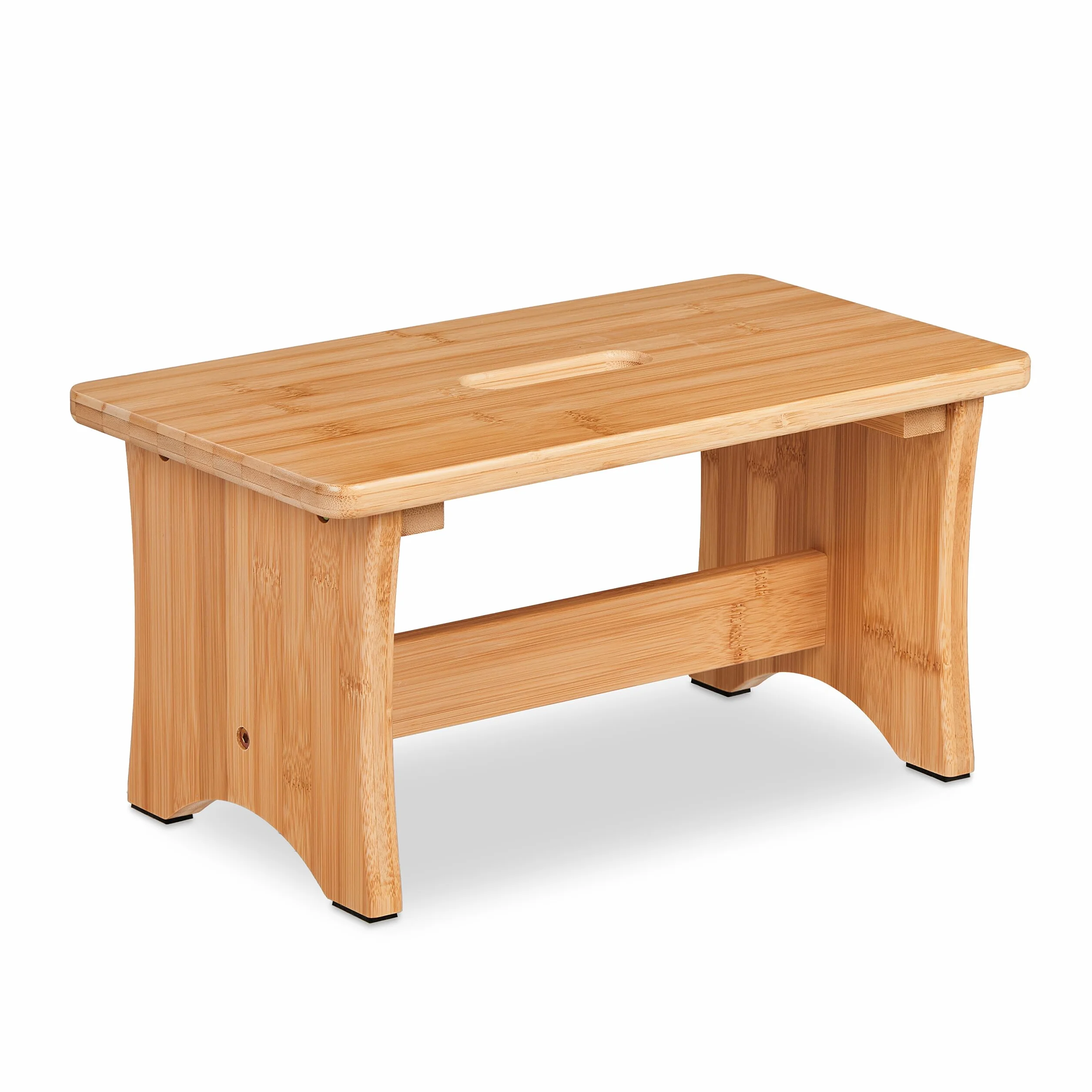 Relaxdays Sgabello Poggiapiedi in bambù, Sgabellino Appoggia Piedi Rialzo Bagno, Impugnatura, 20,5 x 40 x 22 cm, Marrone