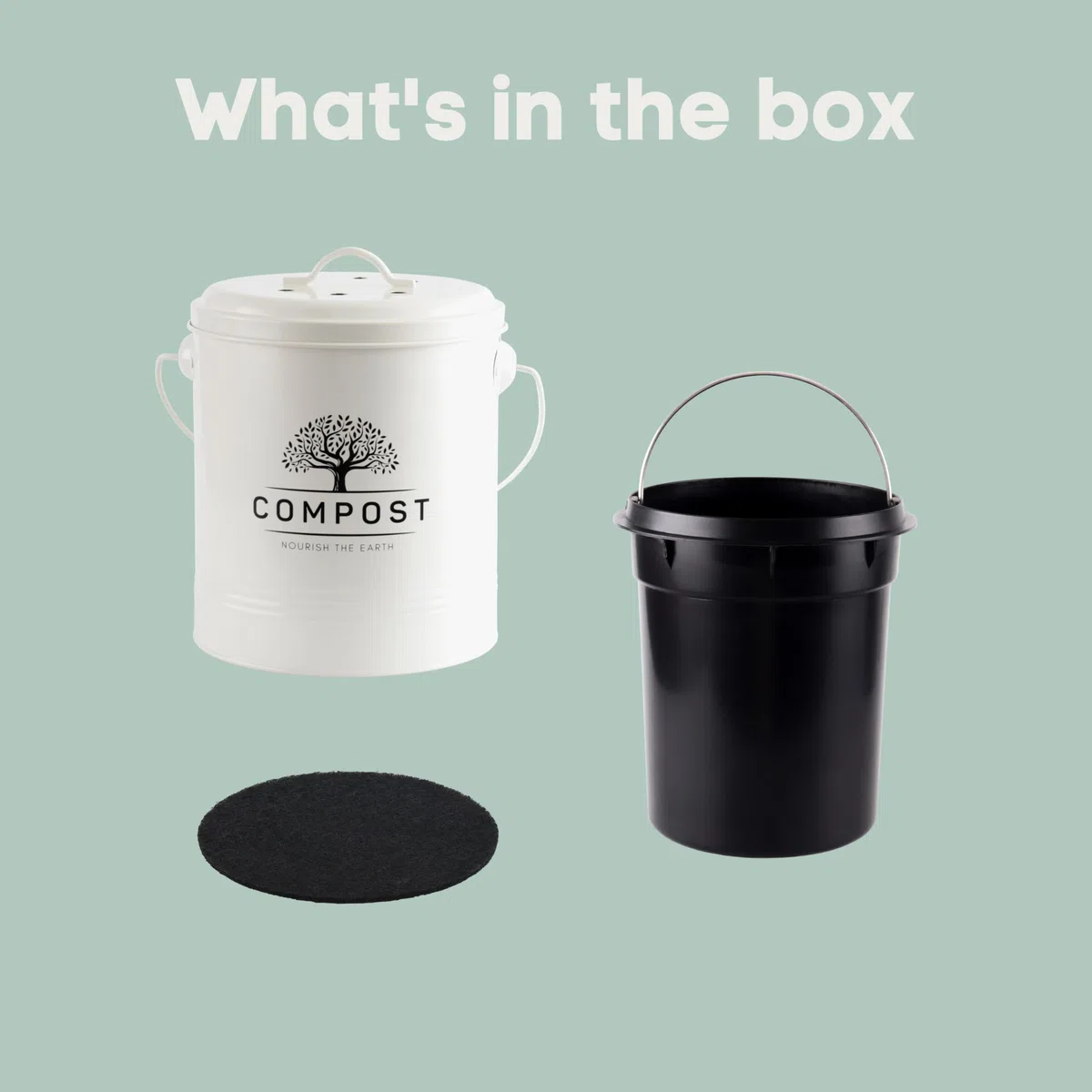 Perfnique Pattumiera da cucina per compost, da 1,3 galloni, con coperchio, secchio per compost da interno con fodera interna e filtro al carbonio, piccolo cestino per compostaggio