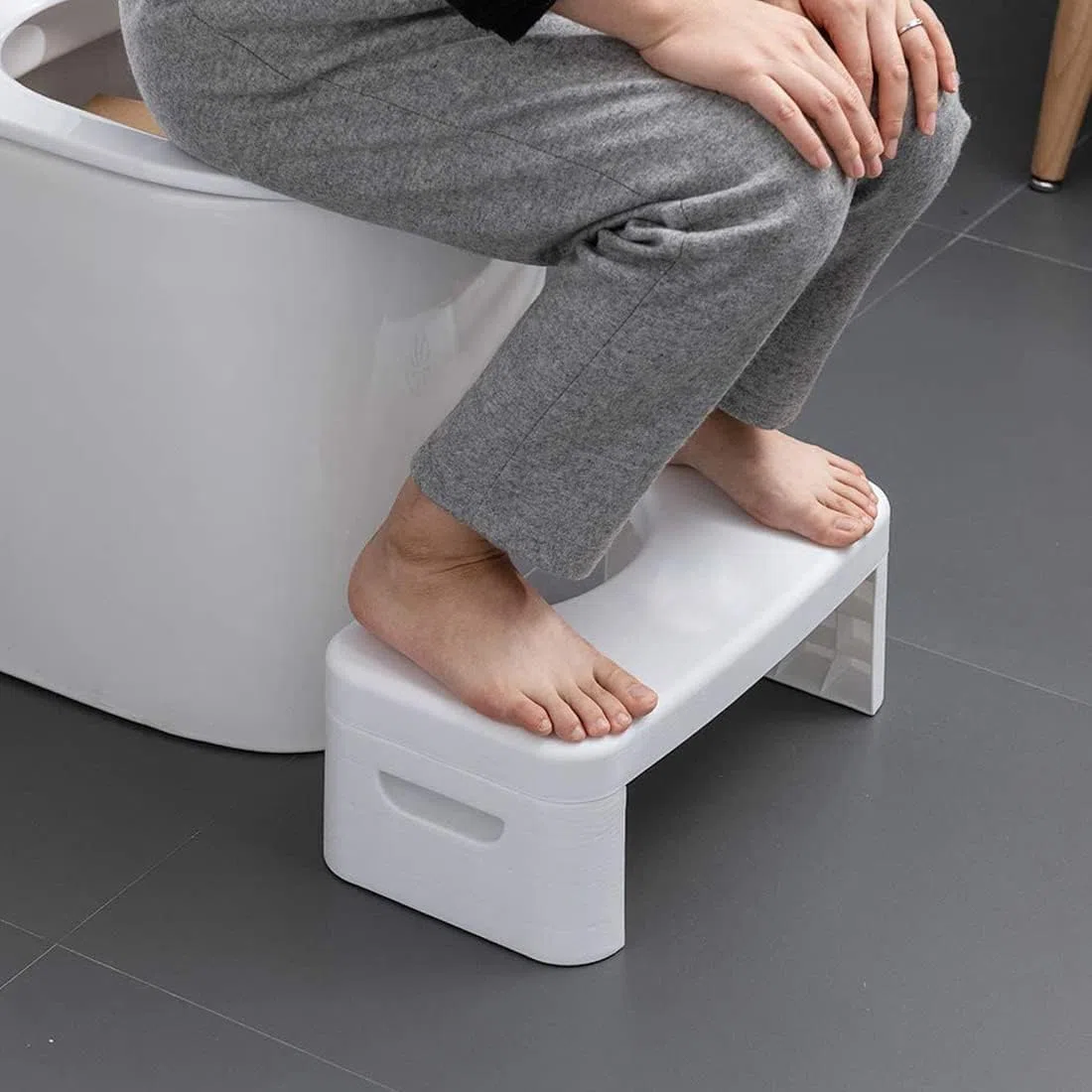 Sgabello pieghevole per WC, sgabello da bagno, sgabello pieghevole per cacca, accessori da bagno per tutte le età, sgabello per postura seduta, bianco