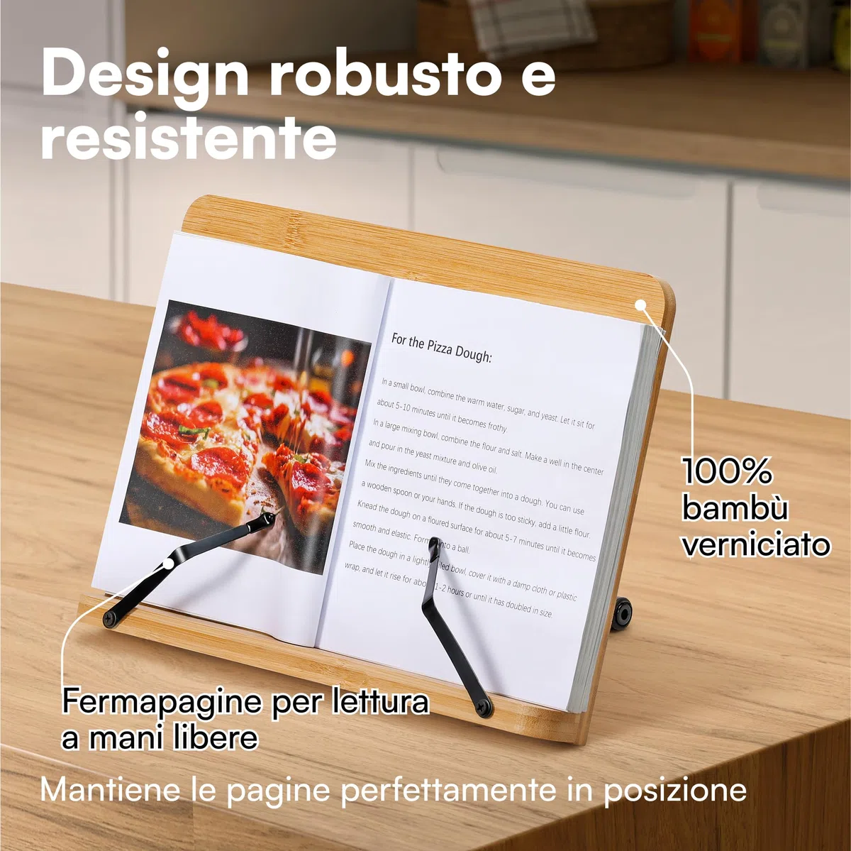 H&S Leggio per Libri da Tavolo in Bambù - Leggio da Tavolo per Libri - Porta Libro Scrivania e Studio - Supporto Portatile Spartiti e Tablet - Poggia Libro Lettura