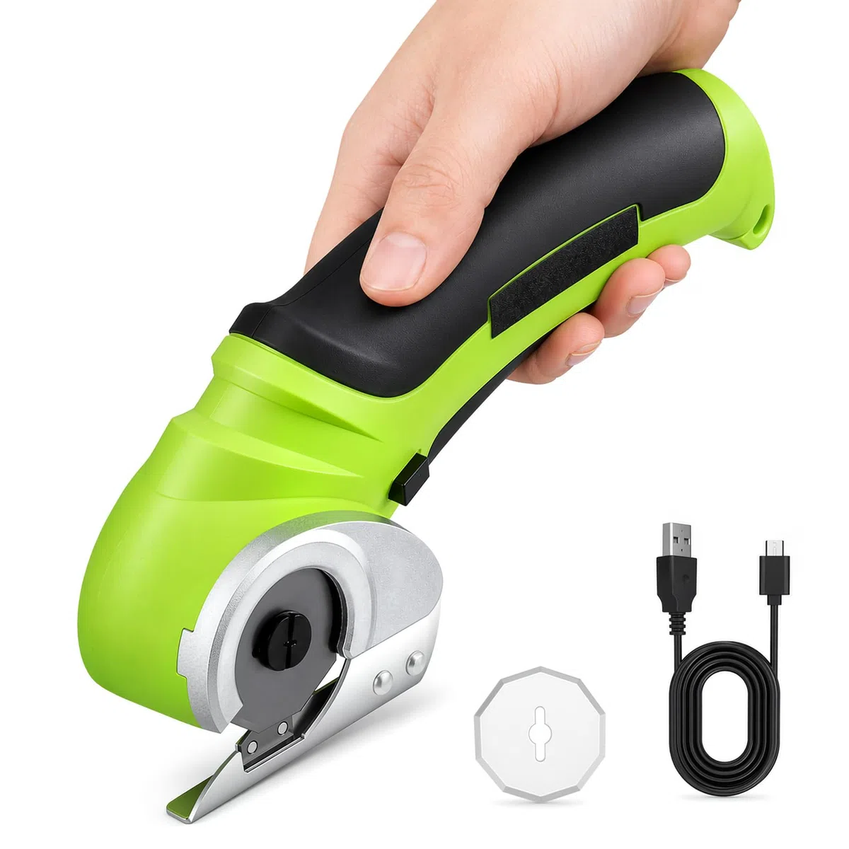 Forbici elettriche a batteria, mini taglierino elettrico da 4,2 V, taglierino per tappeti e cartone con lama di ricambio/caricabatterie, taglierino per imballaggi in cartone, pelle e plastica