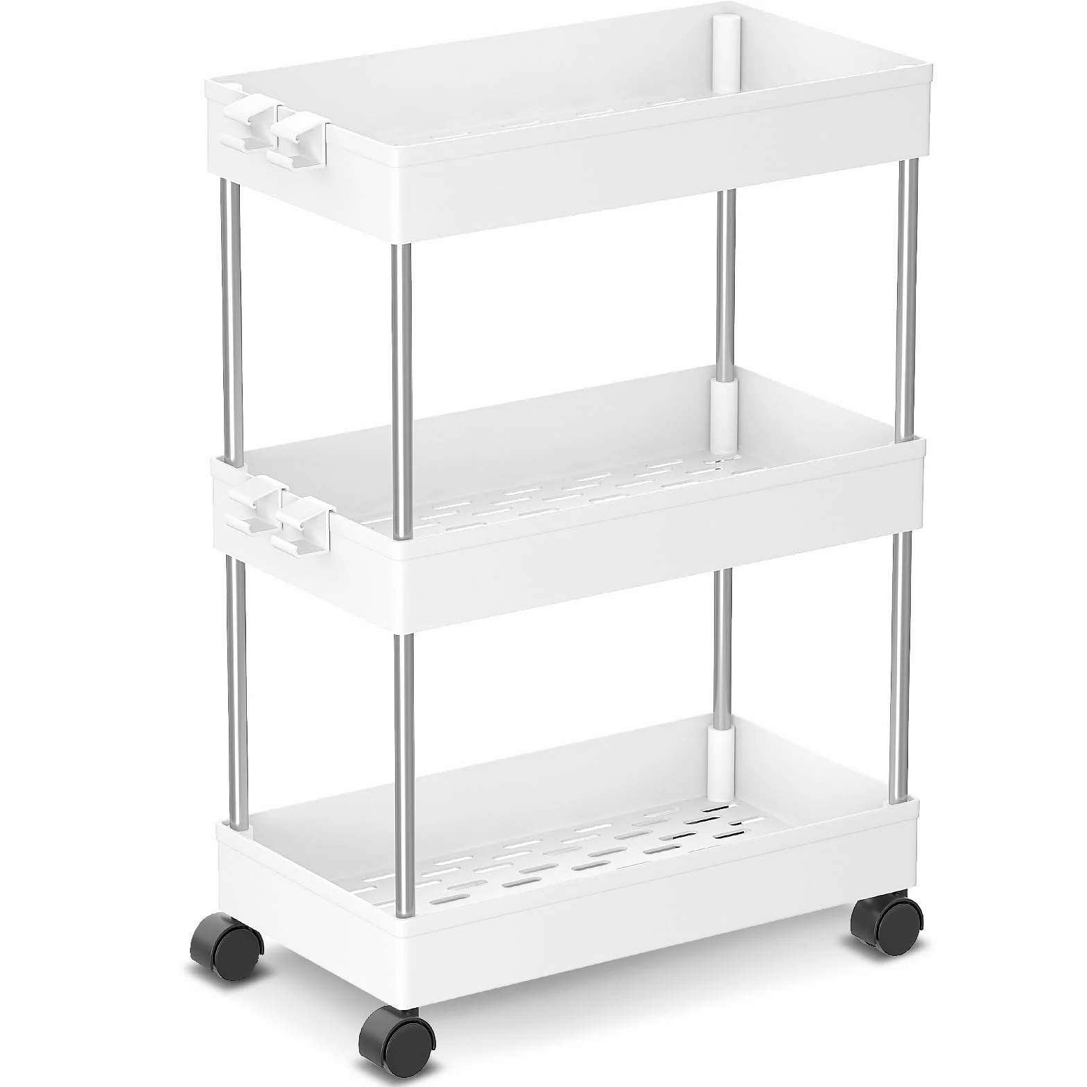 Carrello Portaoggetti a 3 Ripiani, Carrellino Cucina Salvaspazio a Ruote, carrello scorrevole, Scaffale alto e Stretto per cucina, bagno, lavanderia, camera da letto, spazi stretti, 60 x 40 x 22 cm